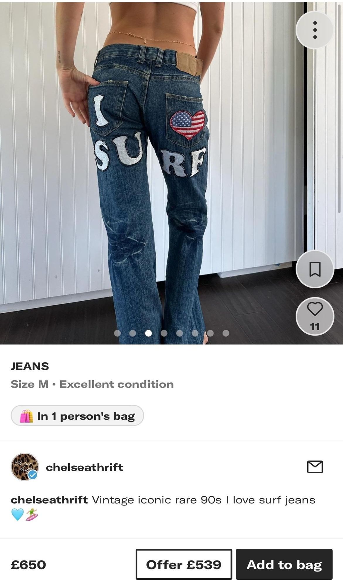 "vintage iconic rare 90's" jeans (none of those are correct) £650