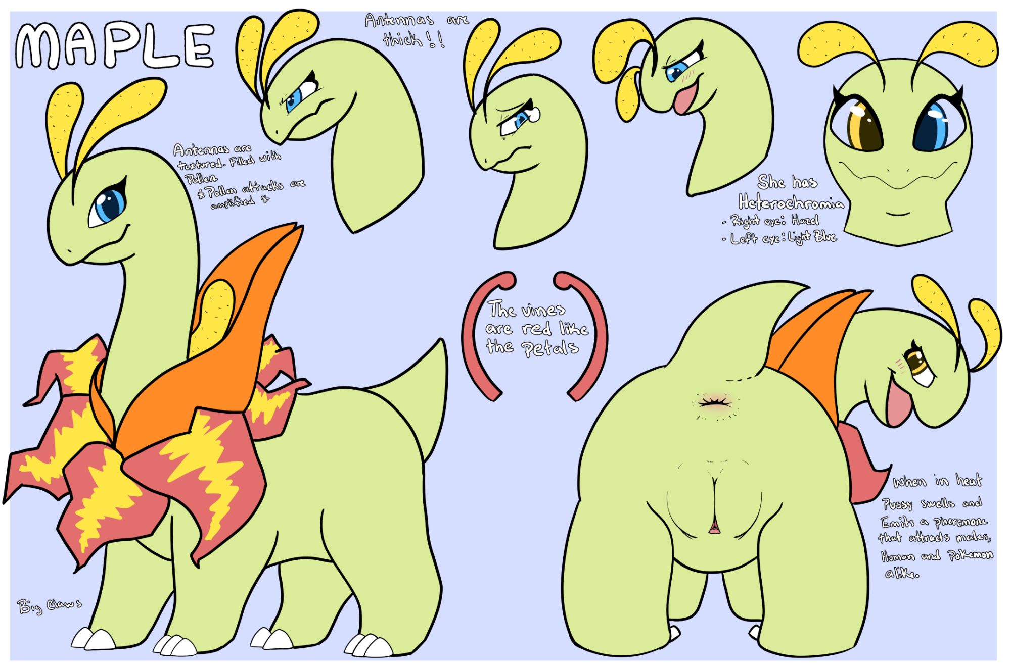 Reference sheet for my Meganium OC