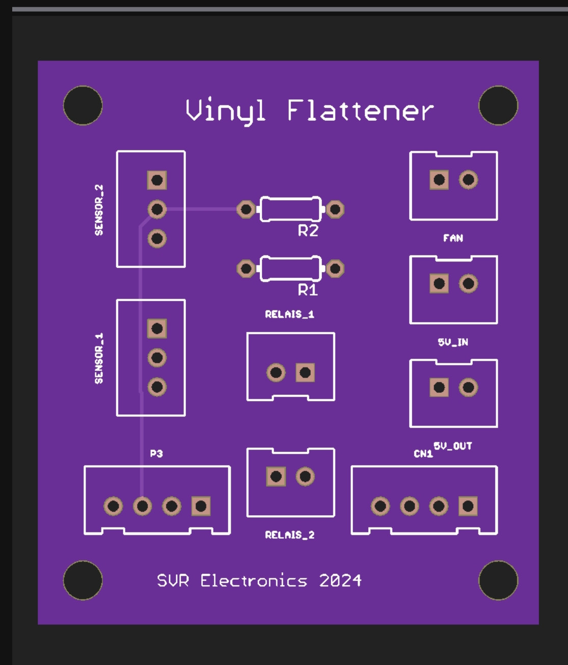 self designed connector pcb for the vinyl flattener