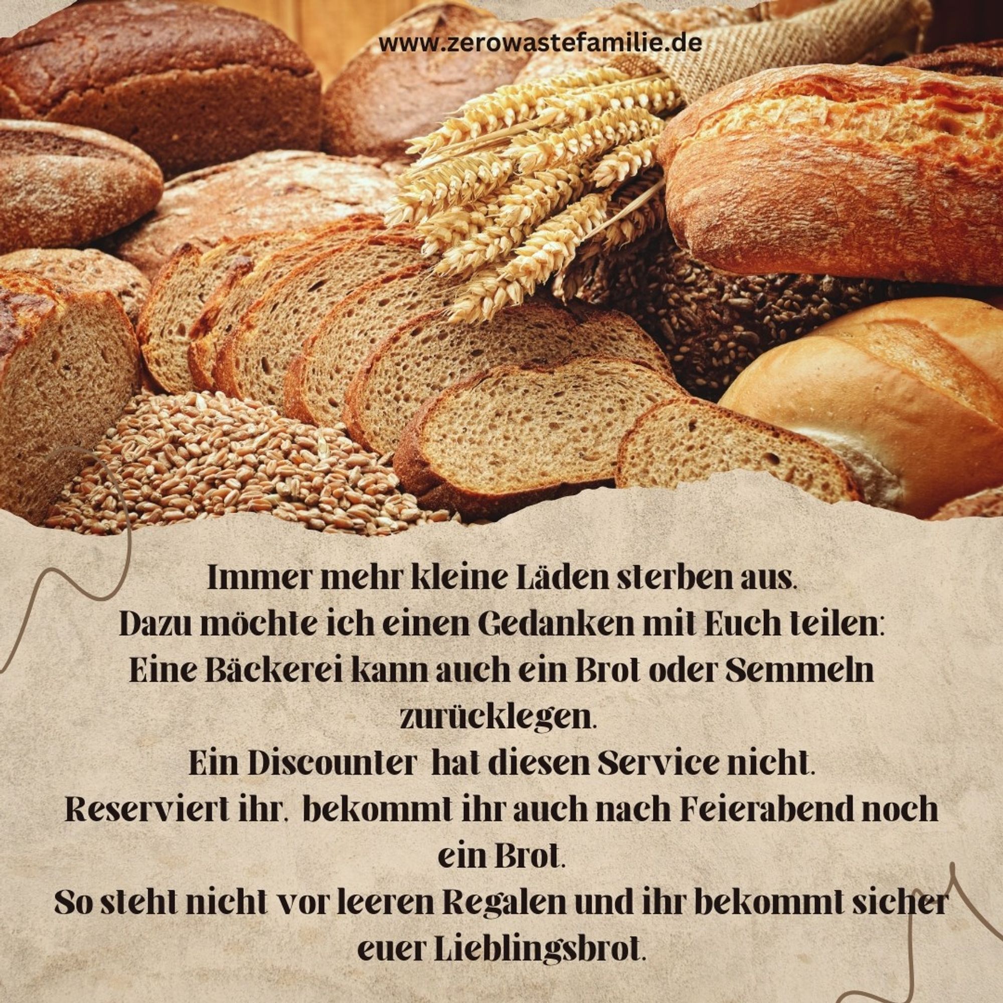 Bild: semmeln und Brot
TEXT: Brot kann man reservieren in kleinen Läden. So beugt man #Lebensmittelverschwendung vor.