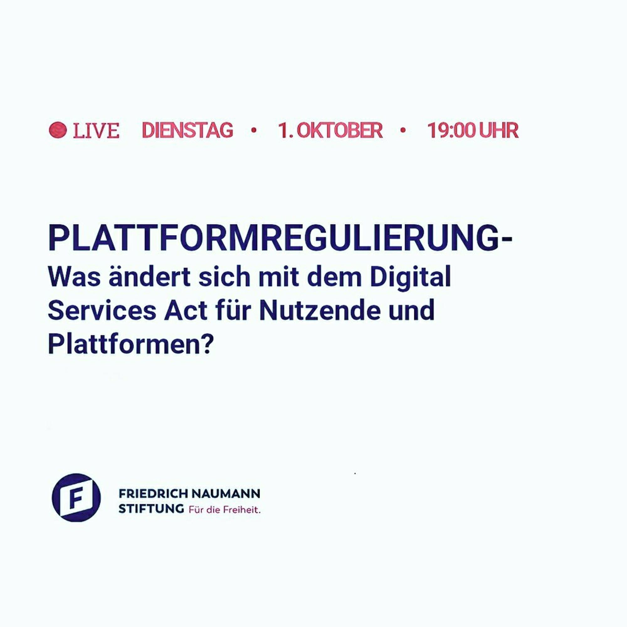 Sharepic mit Veranstaltungstitel "Plattformregulierung
Was ändert sich mit dem Digital Services Act für Nutzende und Plattformen?"