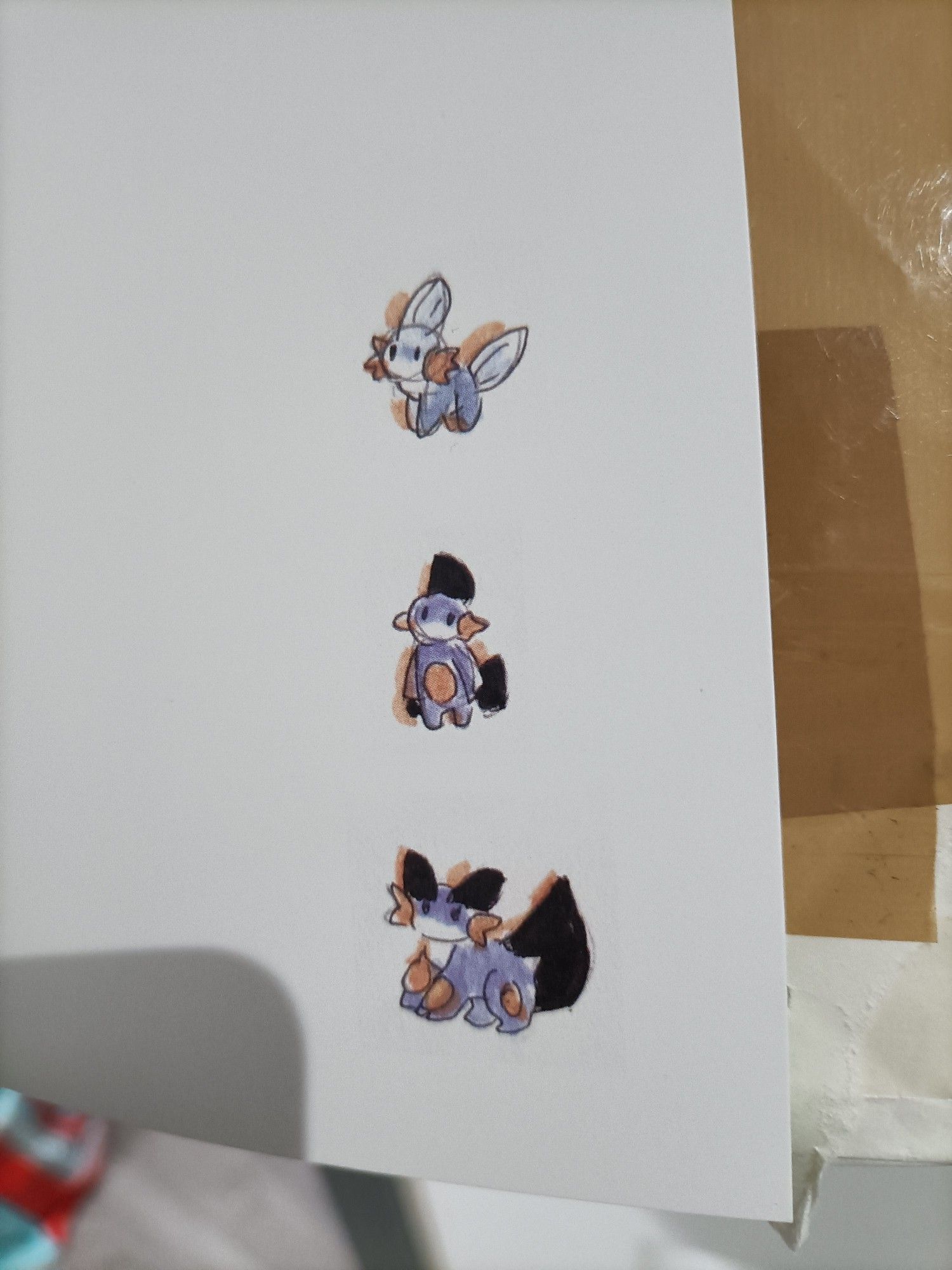 A little stack of Mudkip, Marshtomp, and Swampert in a soft art style.