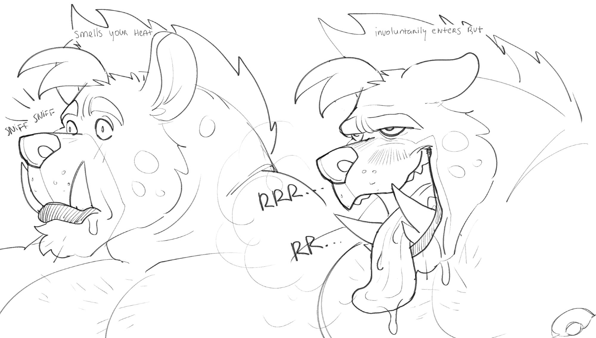 Gnoll gets a whiff of something he likes and instincts take over