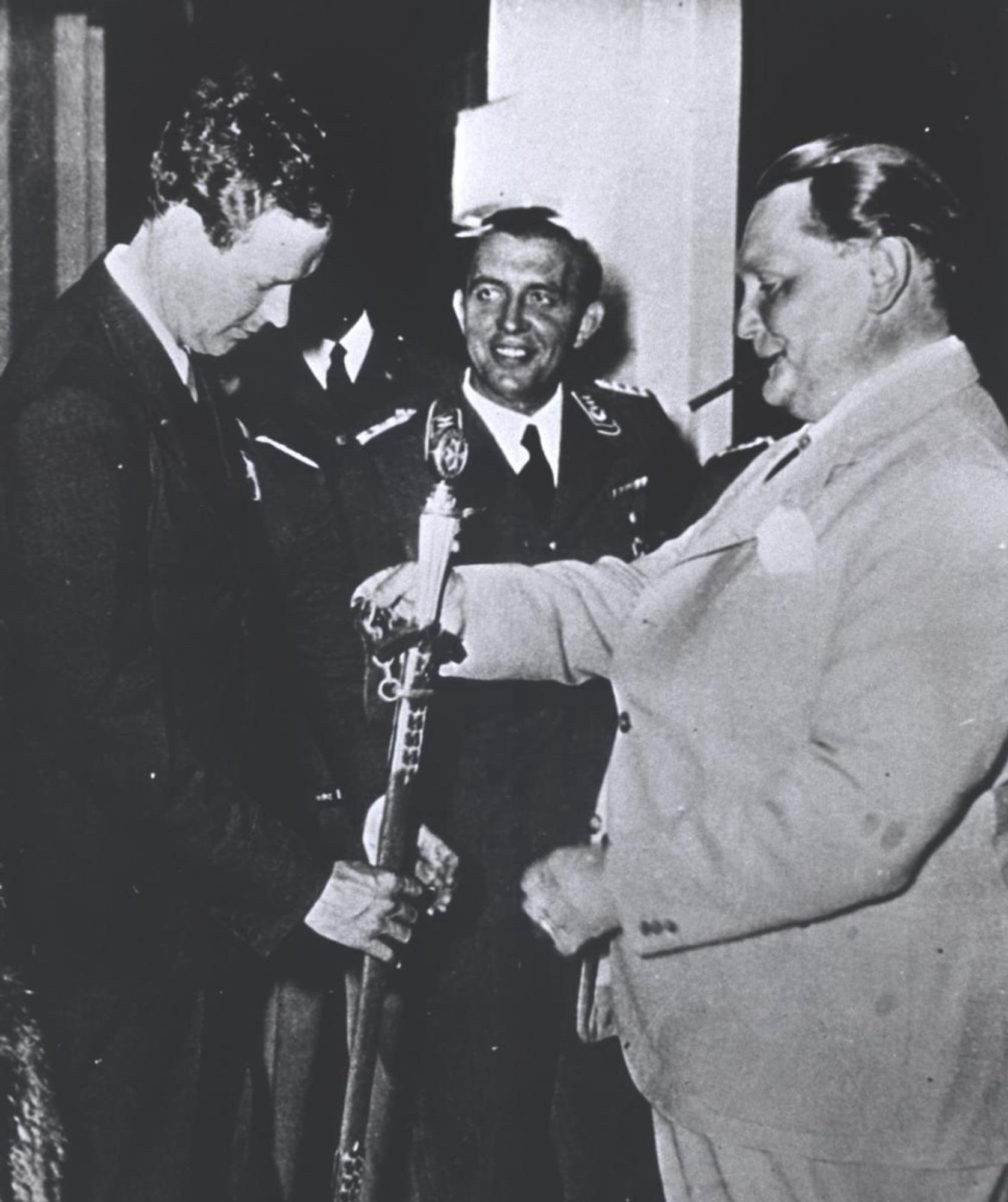 Trump’s hero Charles Lindbergh receiving a Nazi medal from Hermann Goering, 1938