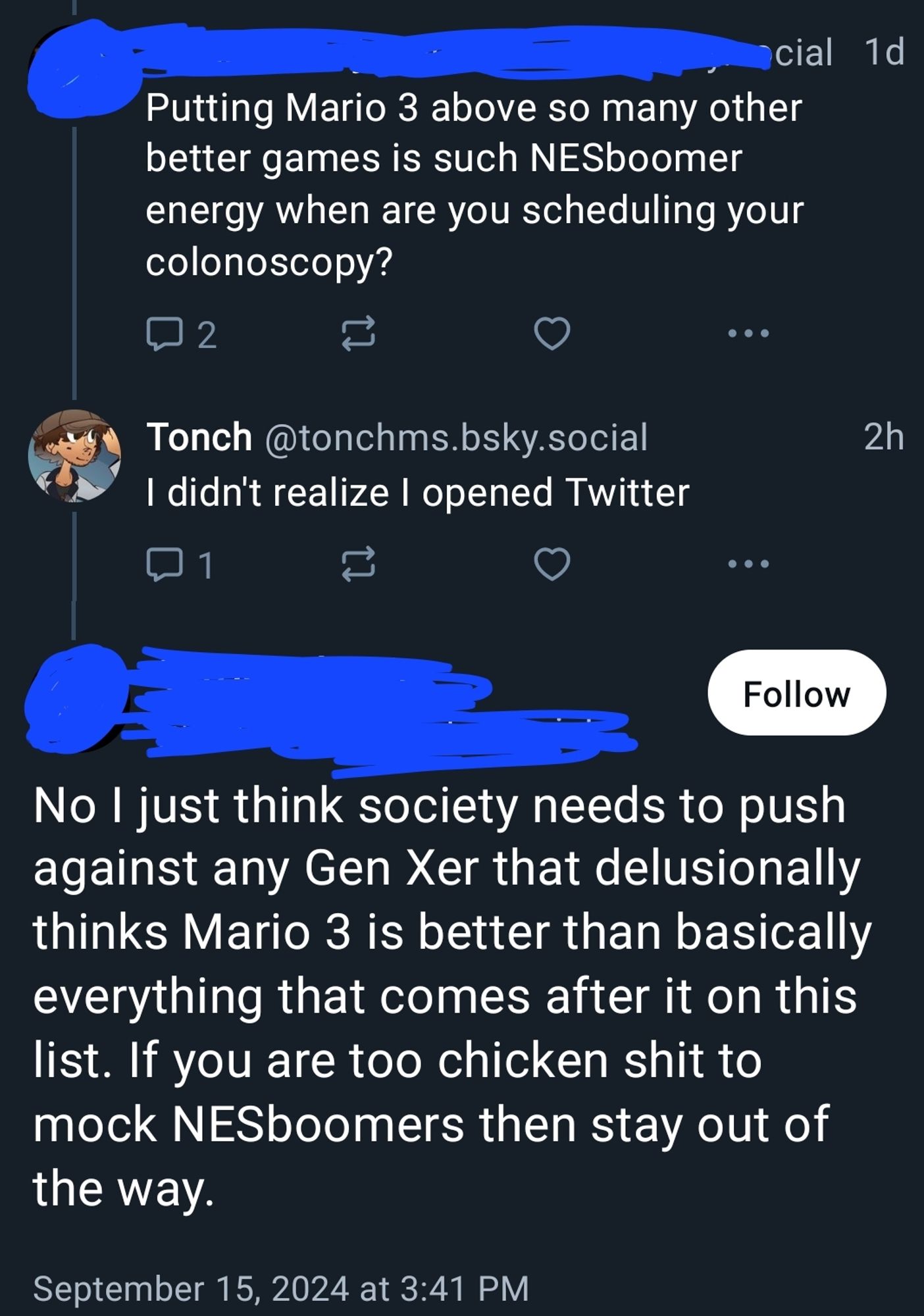 Someone being a prick about someone else's list of their favorite games