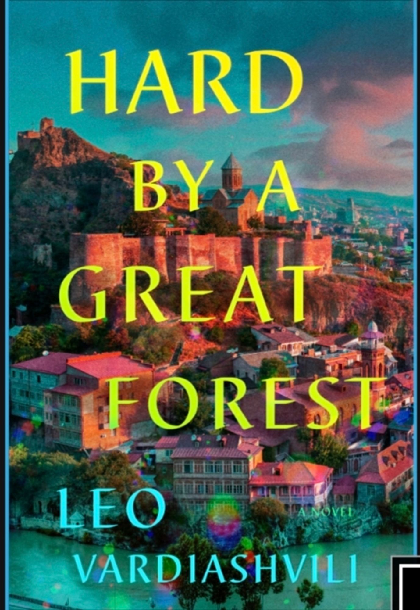 Leo Vardiashvilin kirjan "Hard by a Great Forest" englanninkielisen painoksen kansi jossa kansikuvana Tbilisin maisemat.