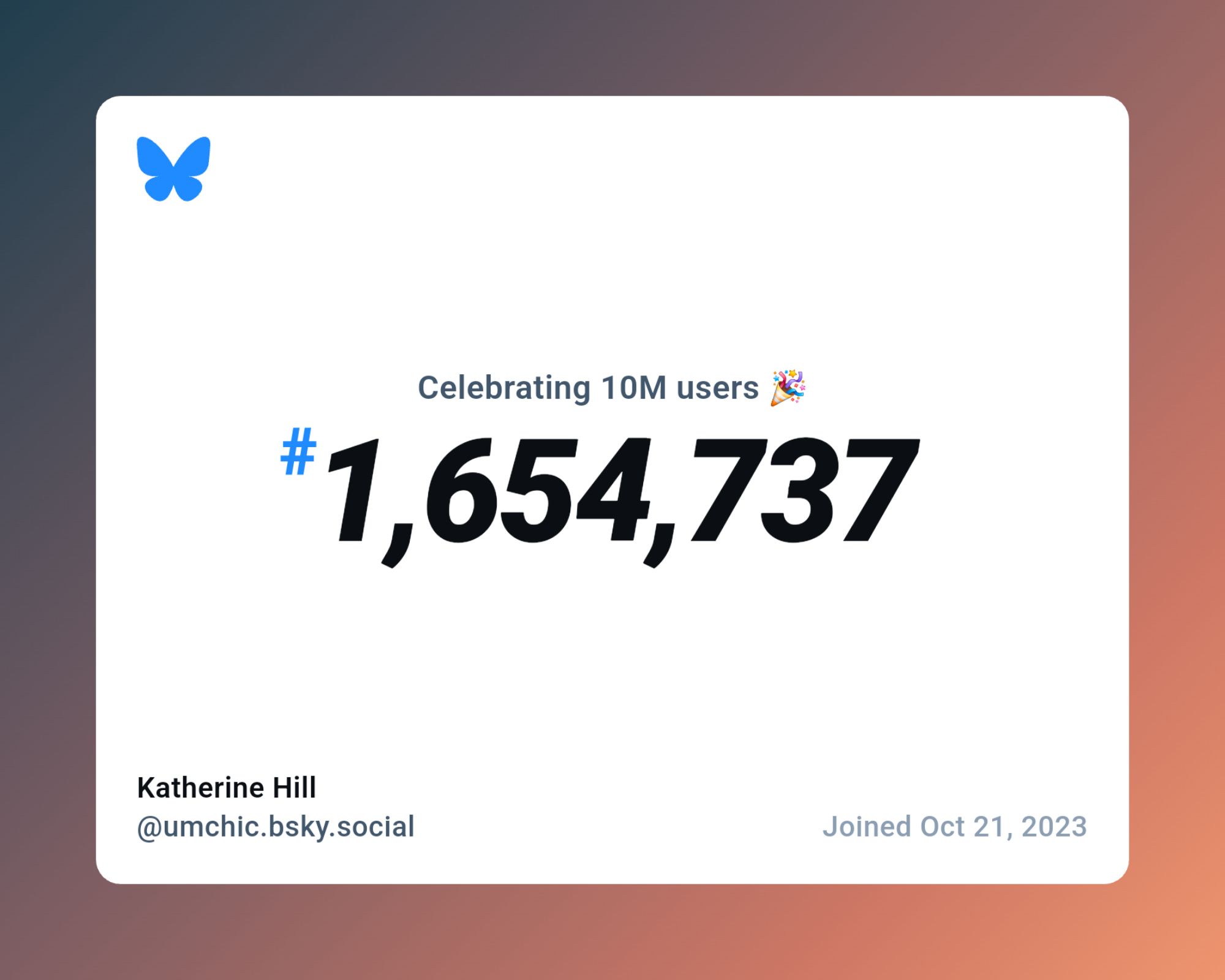 Bluesky logo celebrating 10 million users. I'm 1,654n737.