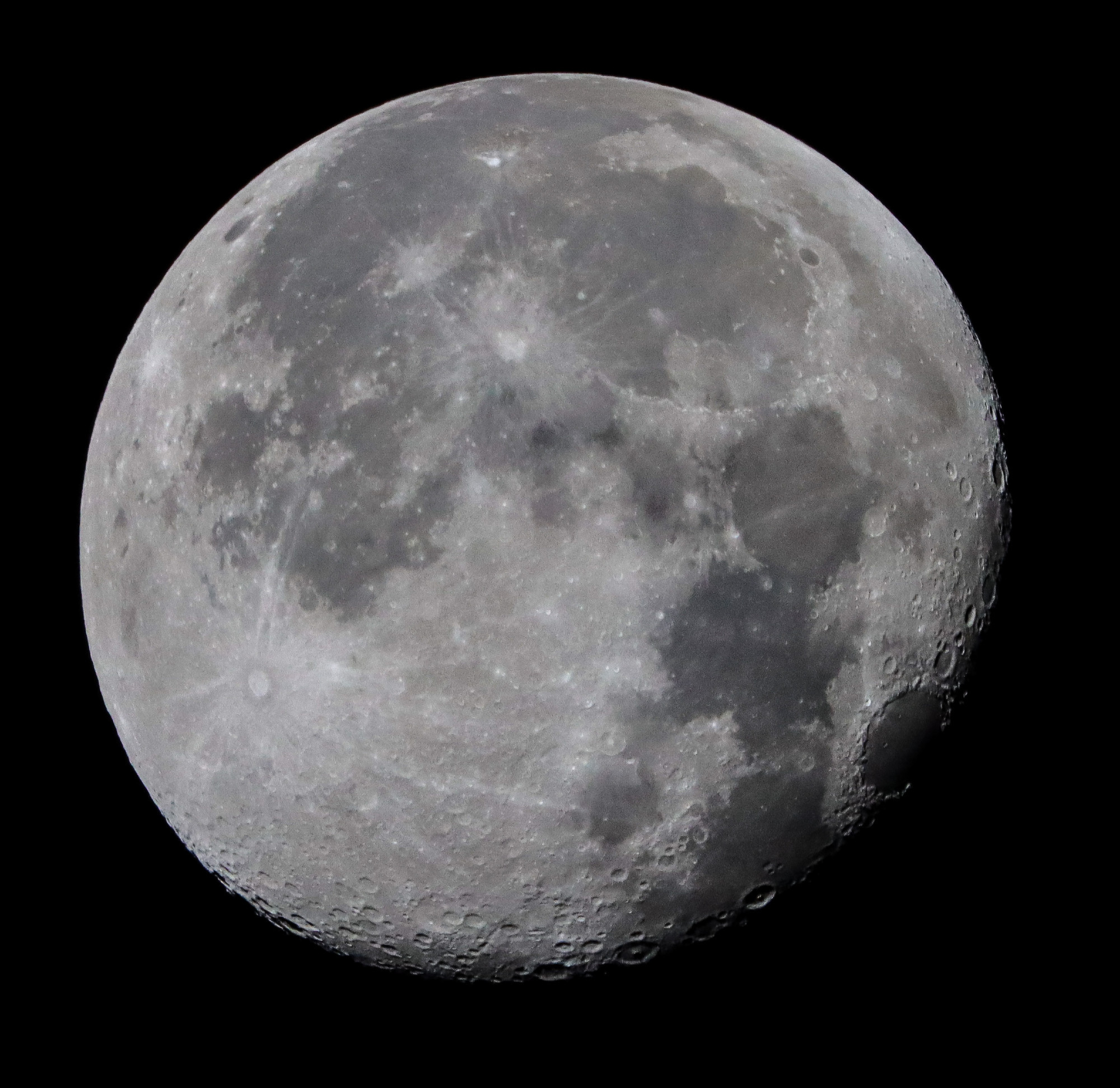 Moon over Derry 20240920, against dark sky