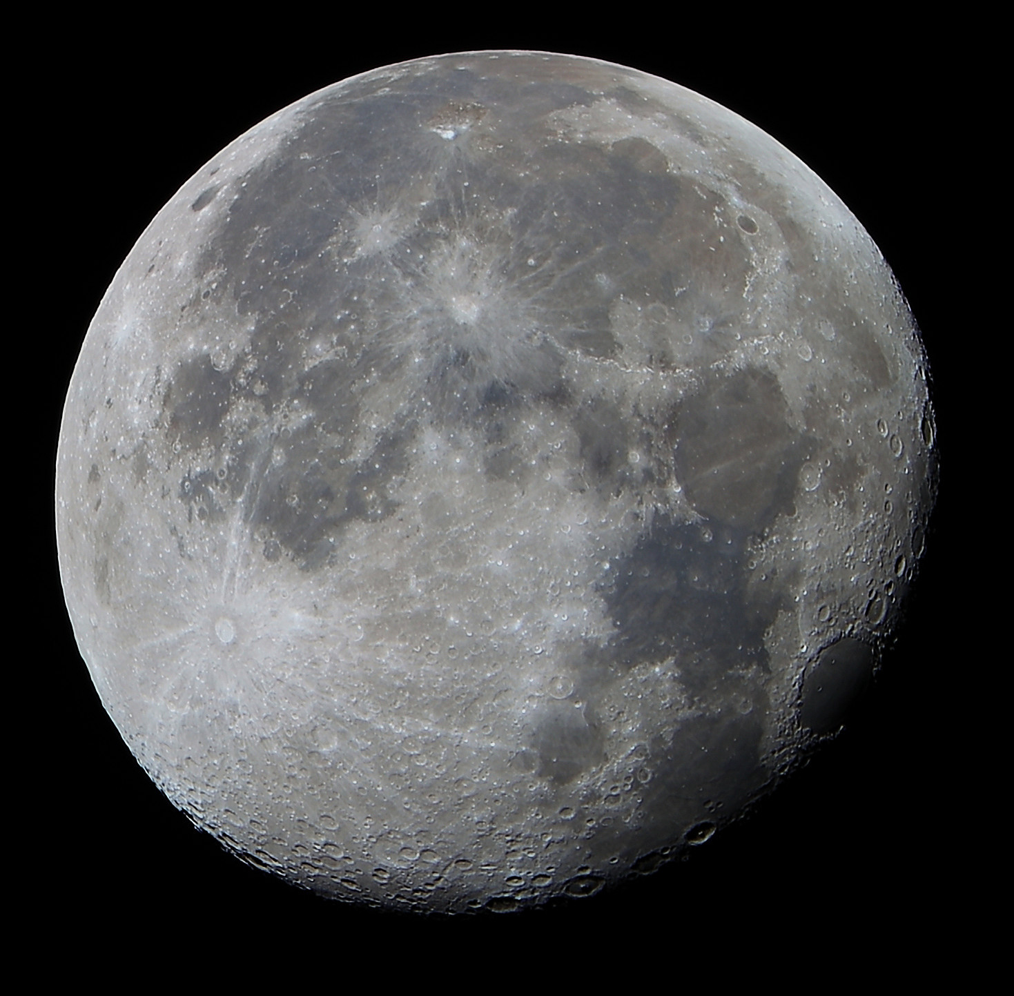 Moon over Derry 20240920, against dark sky