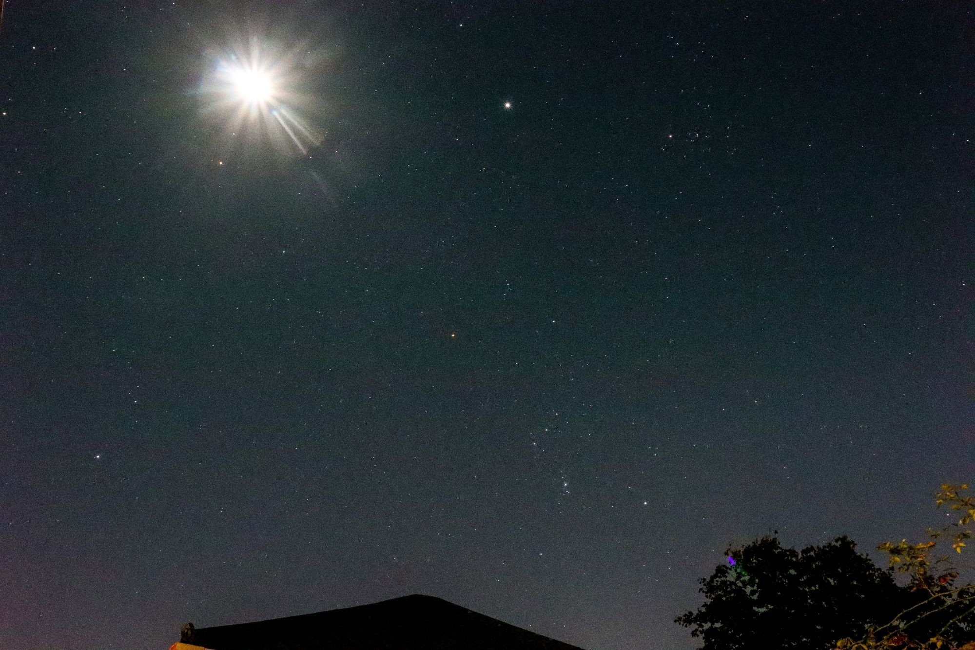 Moon, Jupiter and Orion constellation