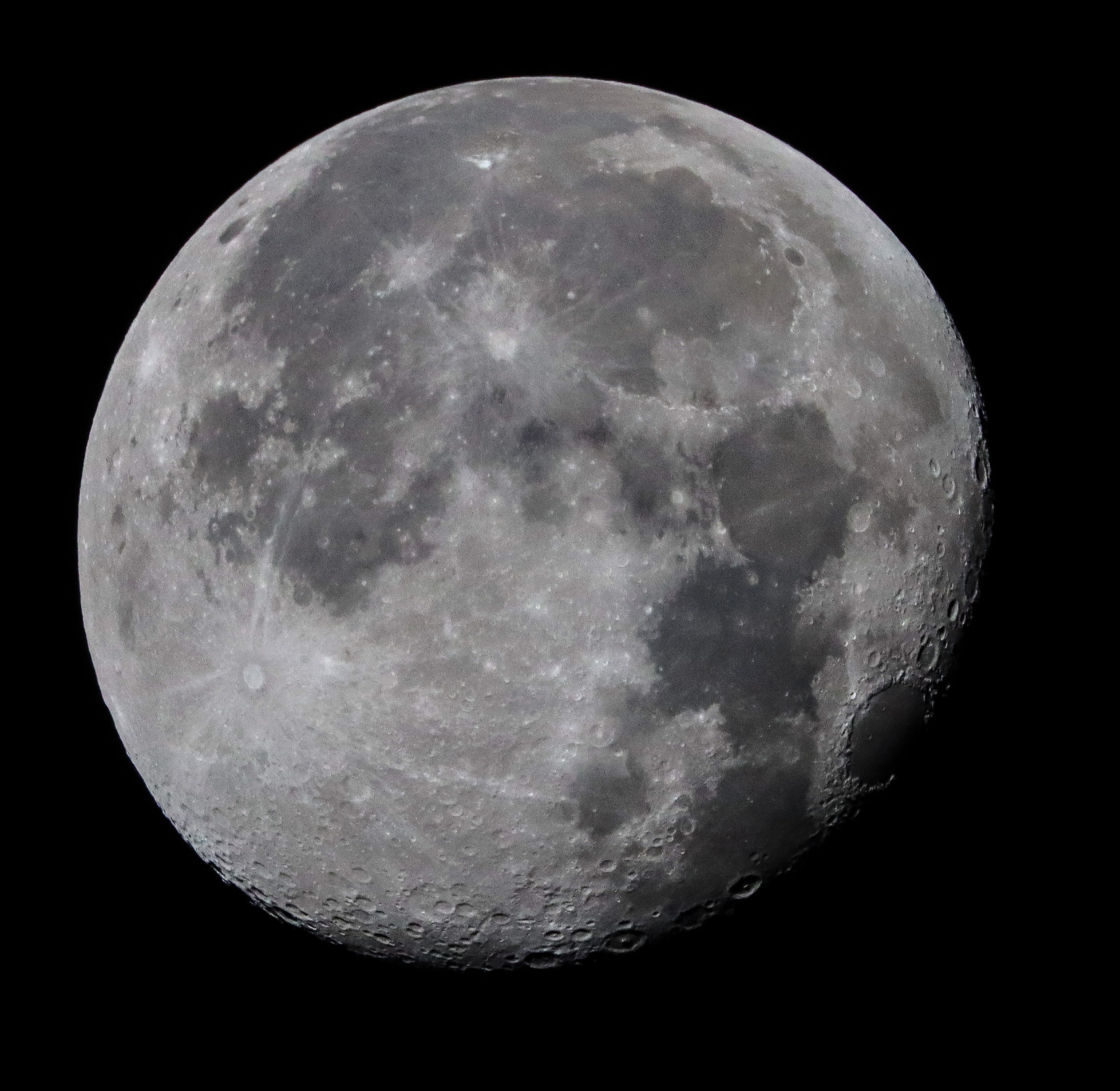 Moon over Derry 20240920, against dark sky