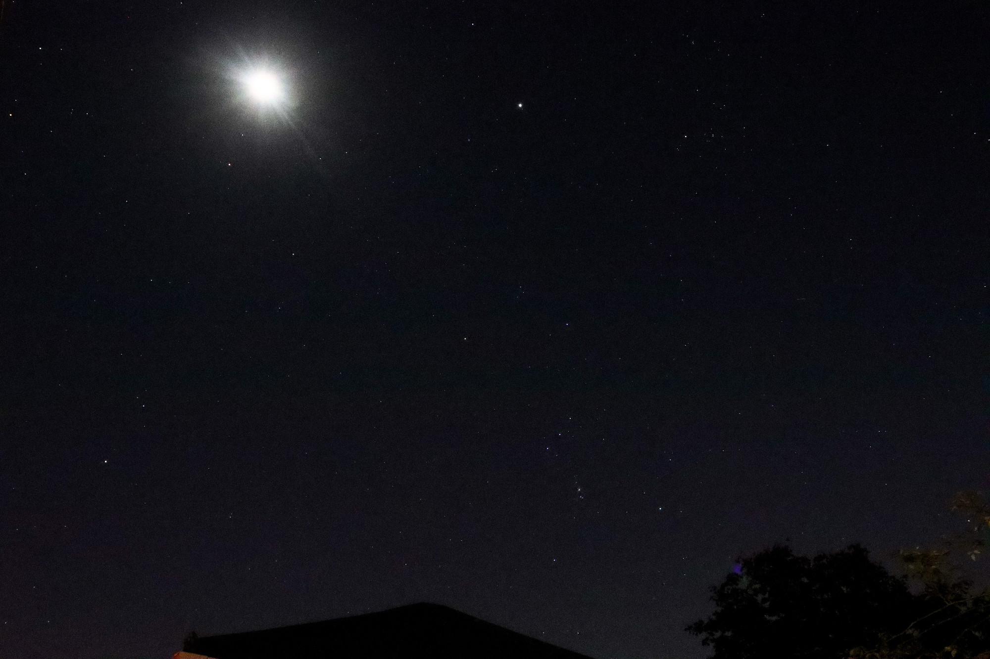 Moon, Jupiter and Orion constellation