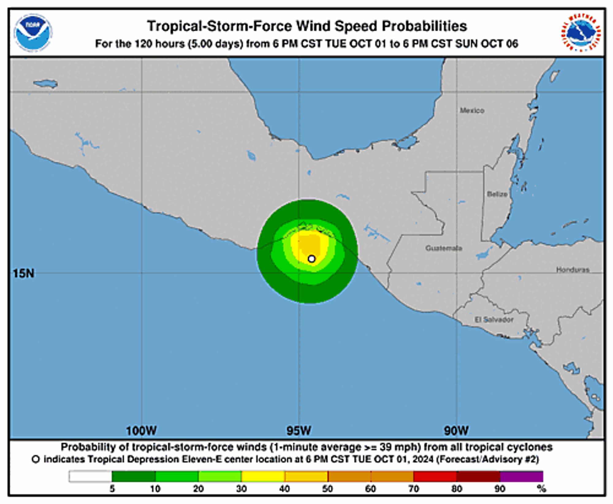 Tropical Depression Eleven-E 34-Knot Wind Speed Probabilities