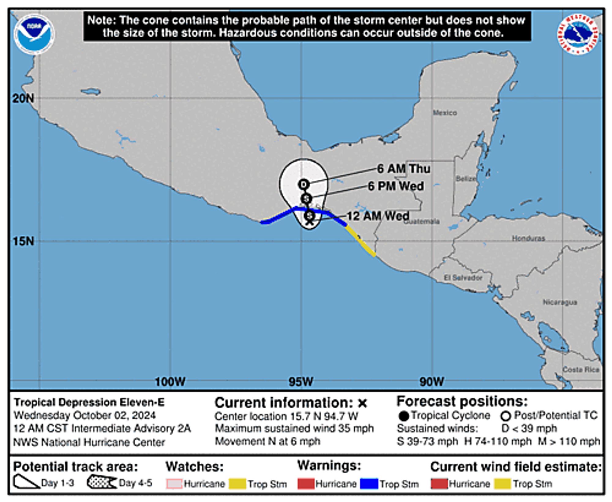 Tropical Depression Eleven-E 5-Day Uncertainty Track Image