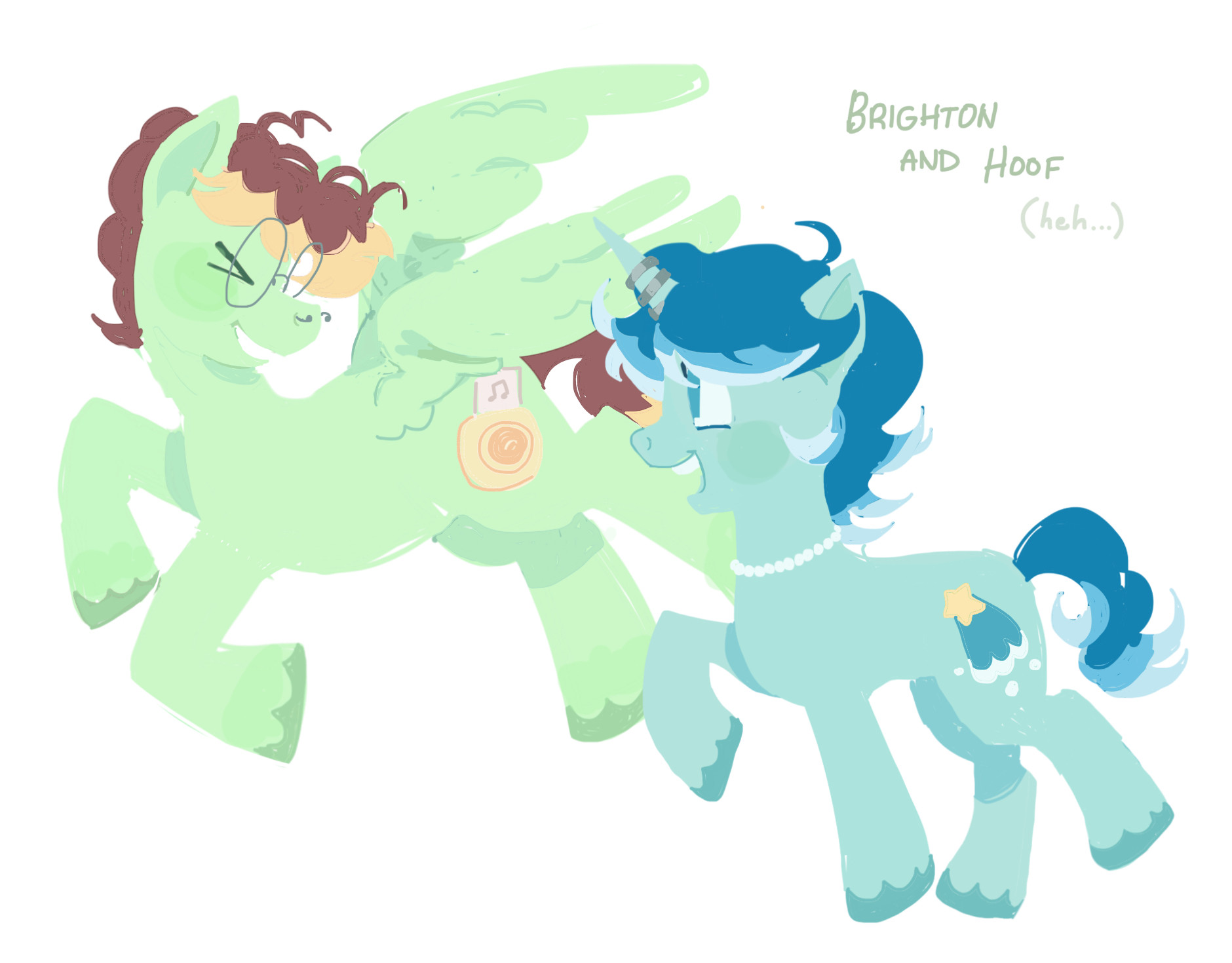 maxggs (unicorn) and yeahabsolutely (pegasus) as ponies