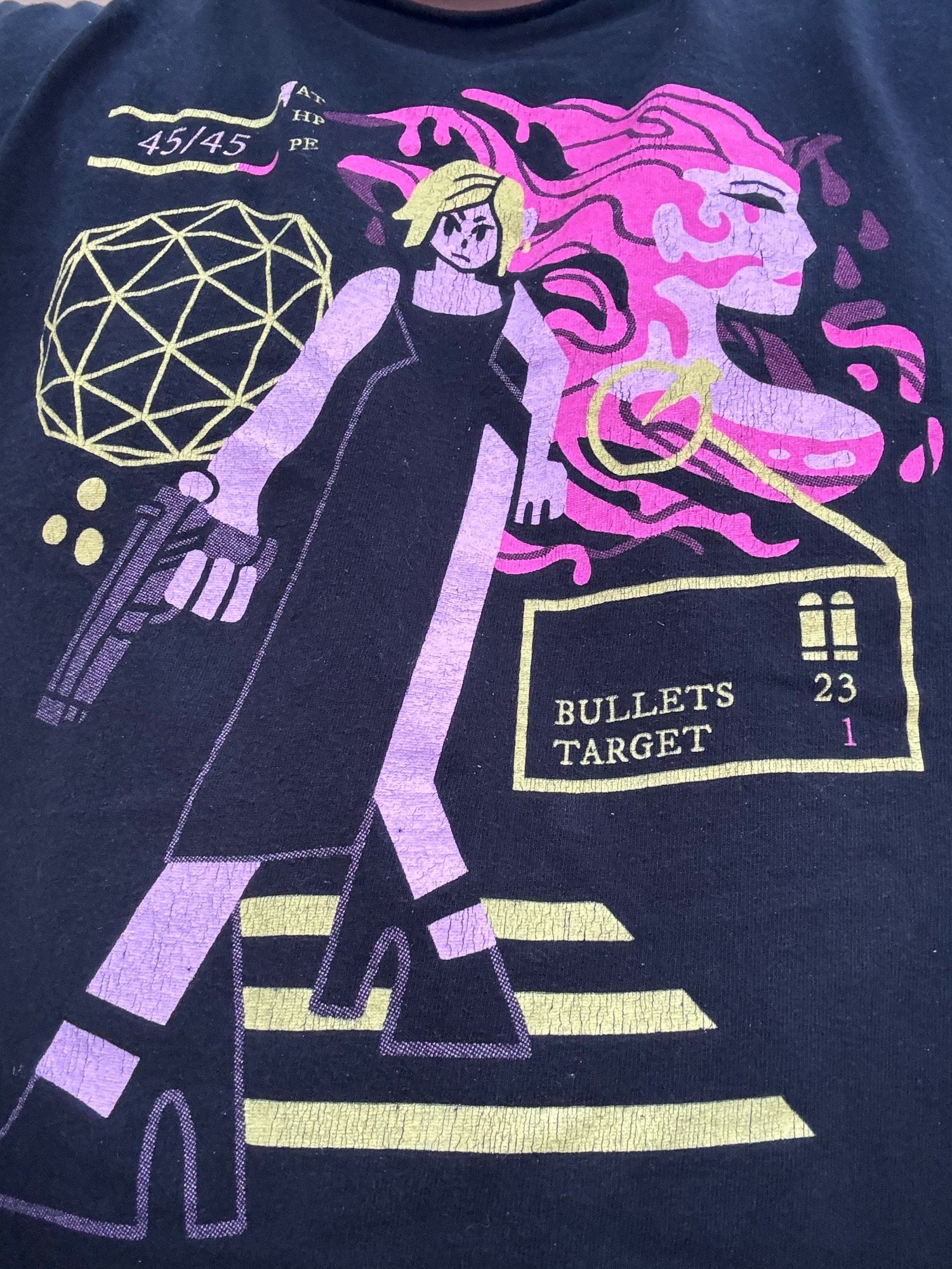 Parasite Eve Tshirt from the here. A stylized image of Aya is shown, with the targeting system from the game displayed as well.