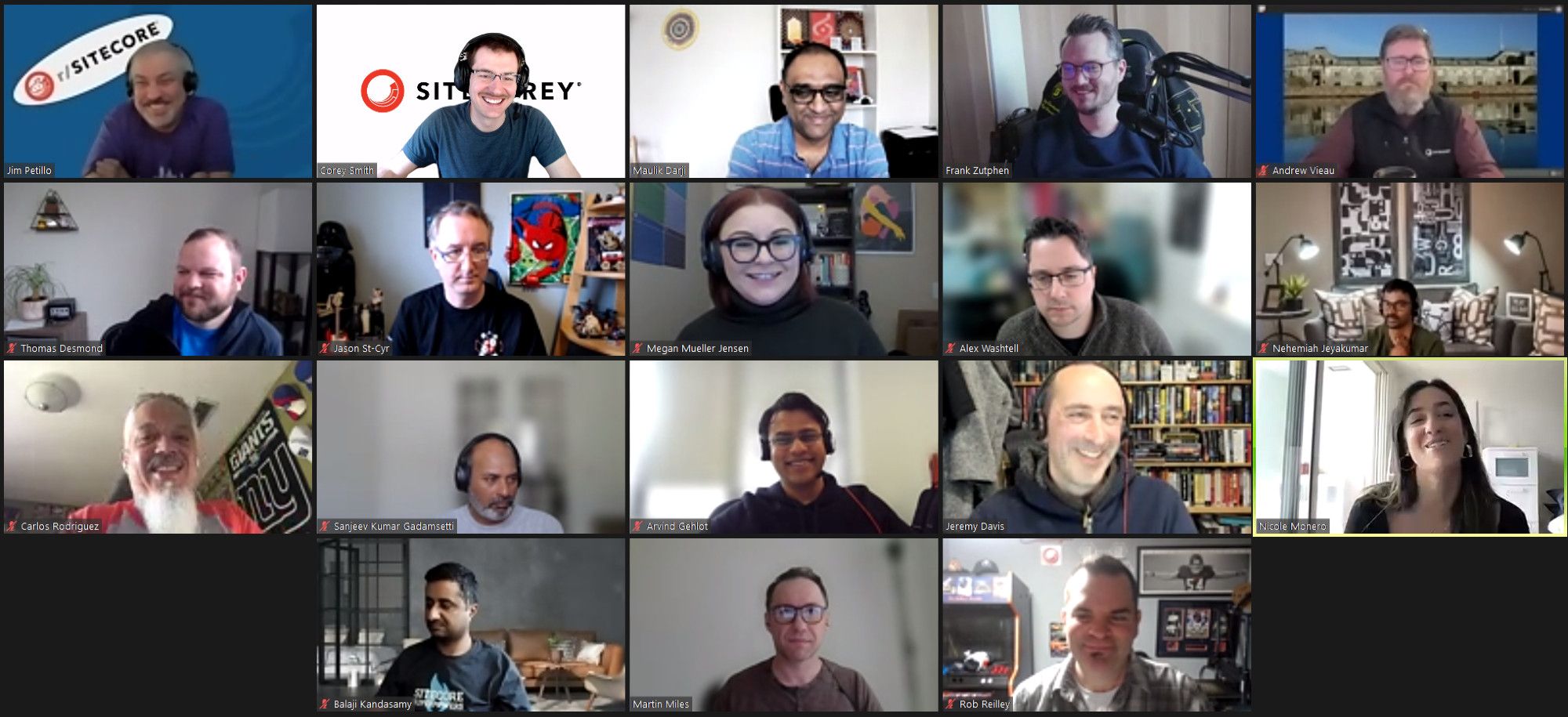 Screenshot of attendees on the April 19, 2024 #SitecoreLunch call.