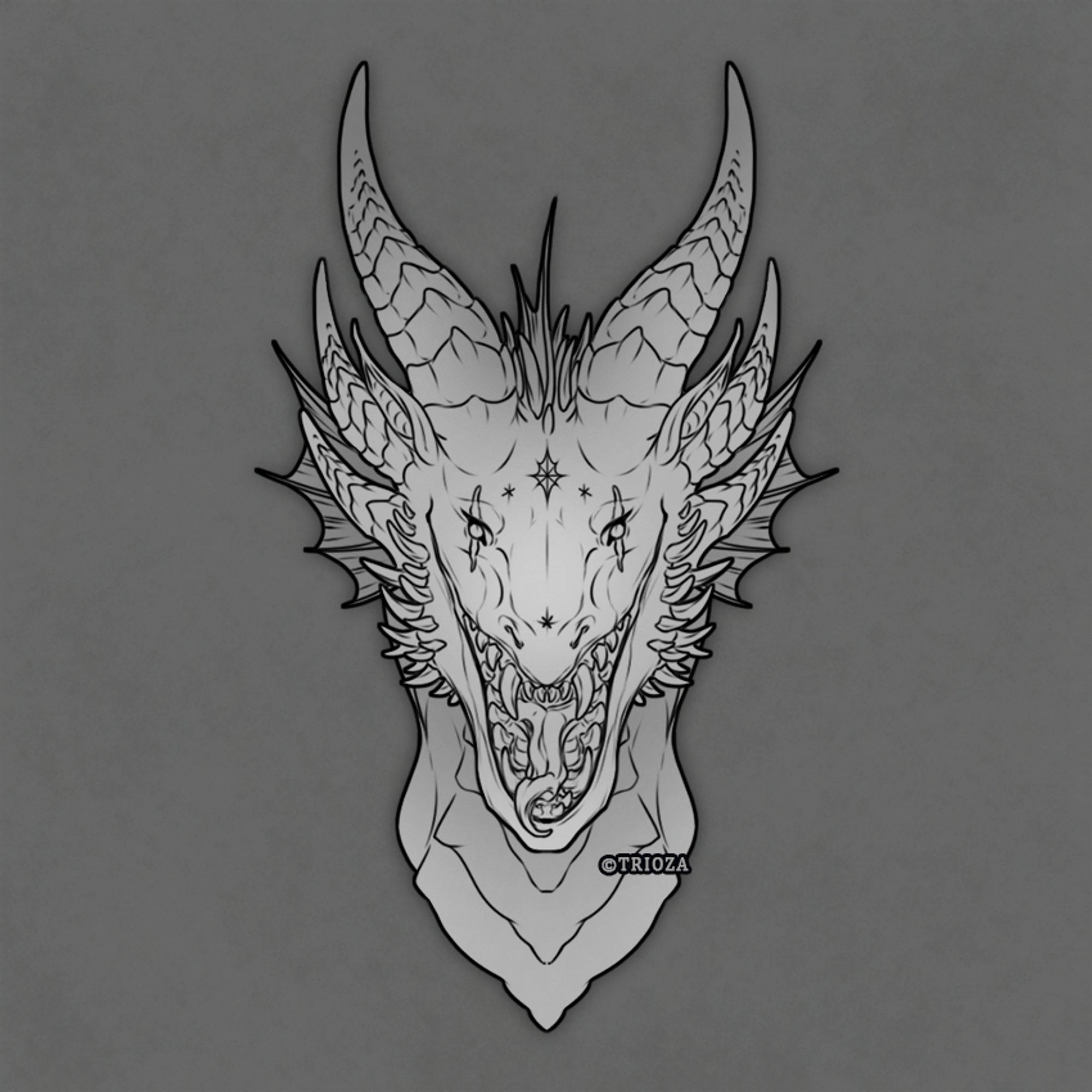 dragon portrait lineart