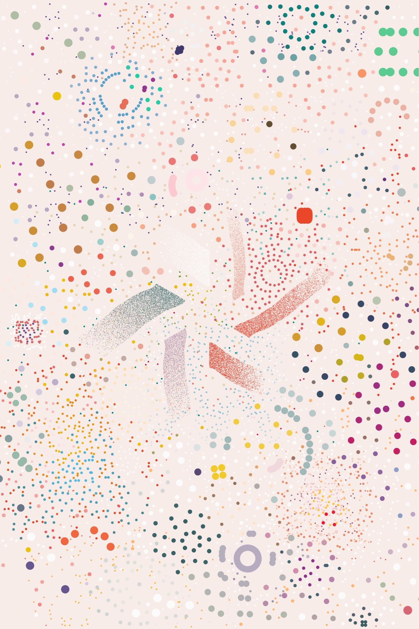 Generative code, strips of dots added similar randomly across the layers. 