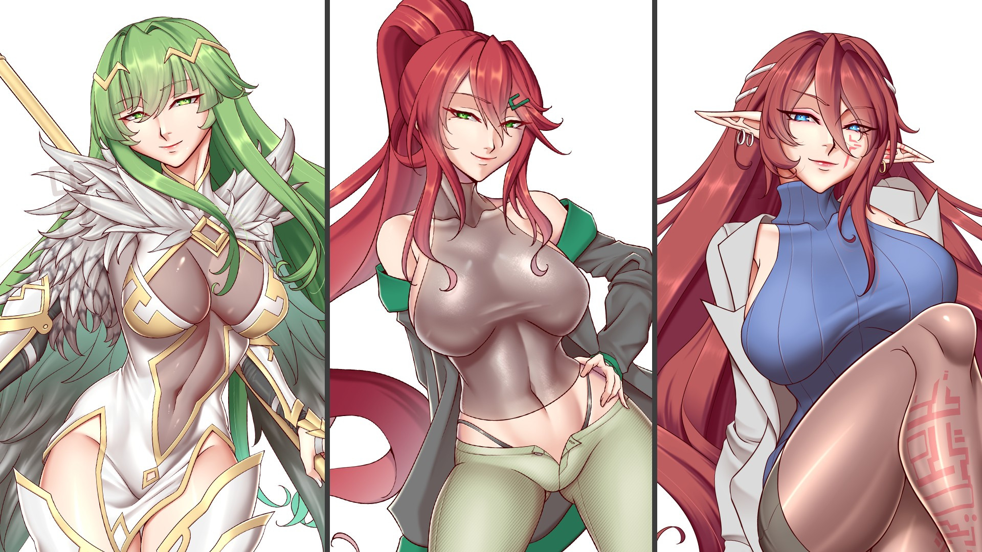 Sample artworks of the commission listings.

Characters from left to right: Palla (Fire Emblem), Xis (Original Character), and Myuria (Star Ocean)