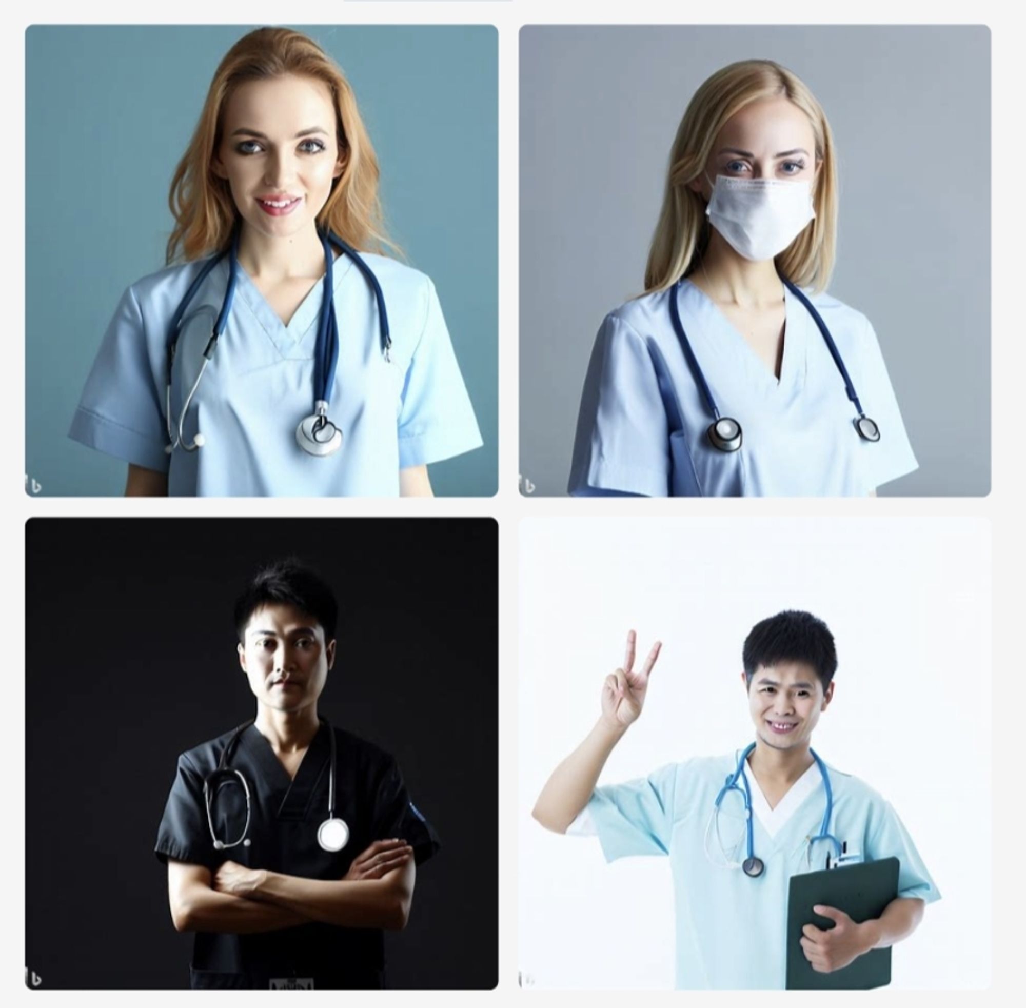 AI generated image set of nurses