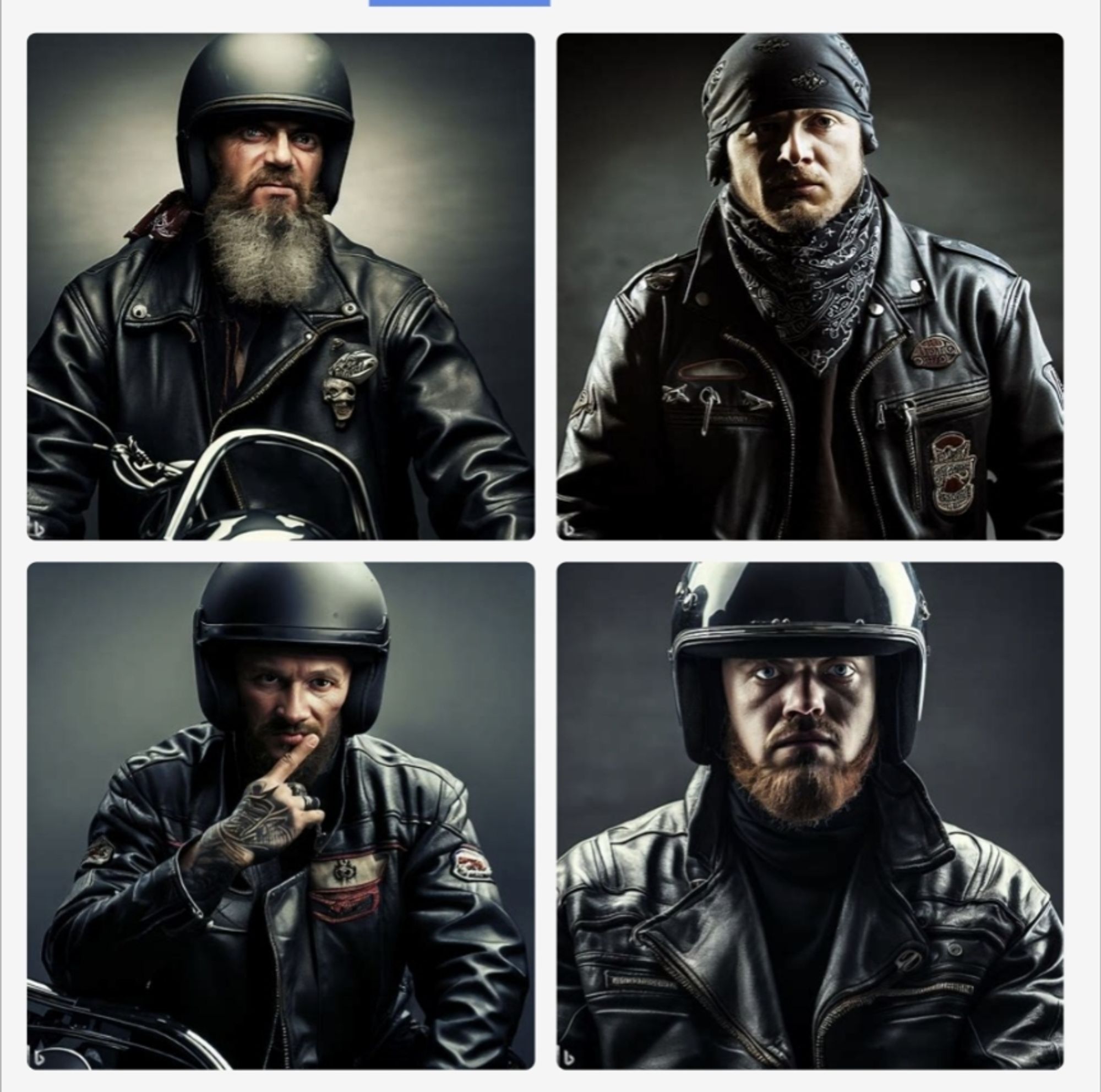 AI generated image set of motorcycle gang members