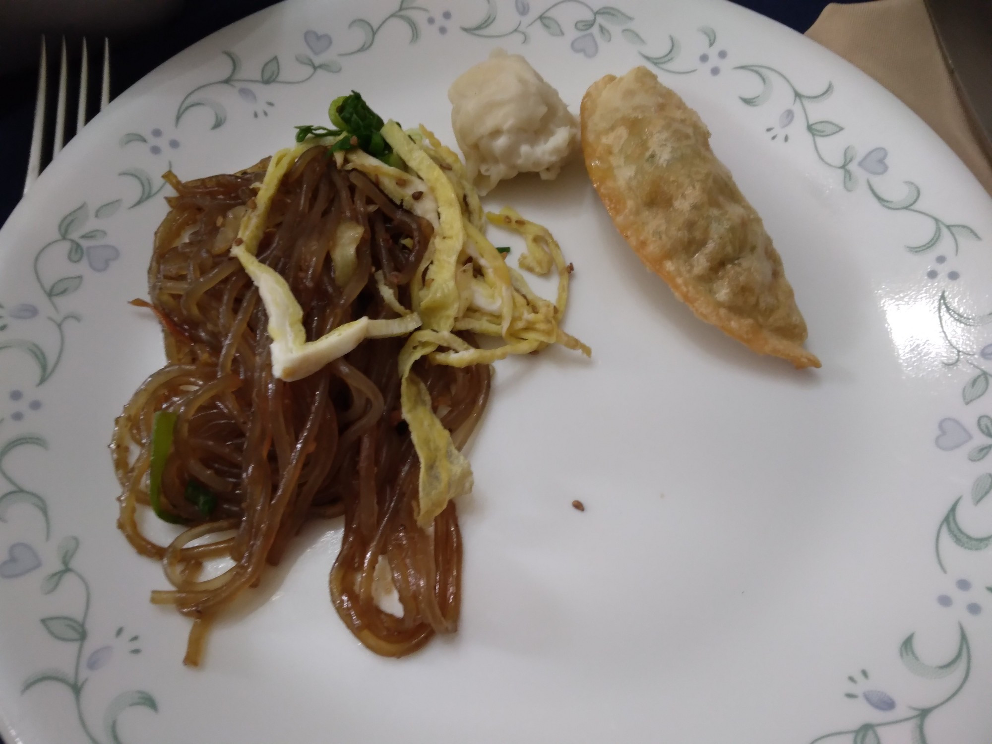 Japchae dumpling and wonton 