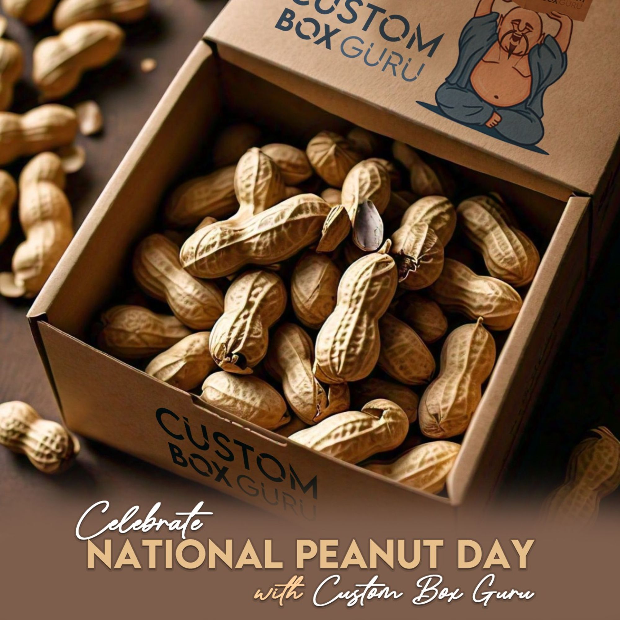 Happy USA National Peanut Day! Celebrate the goodness of peanuts with packaging that keeps them fresh and flavorful. Whether you're in the snack business or need boxes for protein bars, customboxguru.com is the top manufacturer of custom nut boxes in the USA. Our sturdy, eco-friendly snack boxes are perfect for ensuring your products stand out and stay fresh. Trust us for high-quality packaging that boosts your brand. Let’s elevate your snack game with premium custom designs!