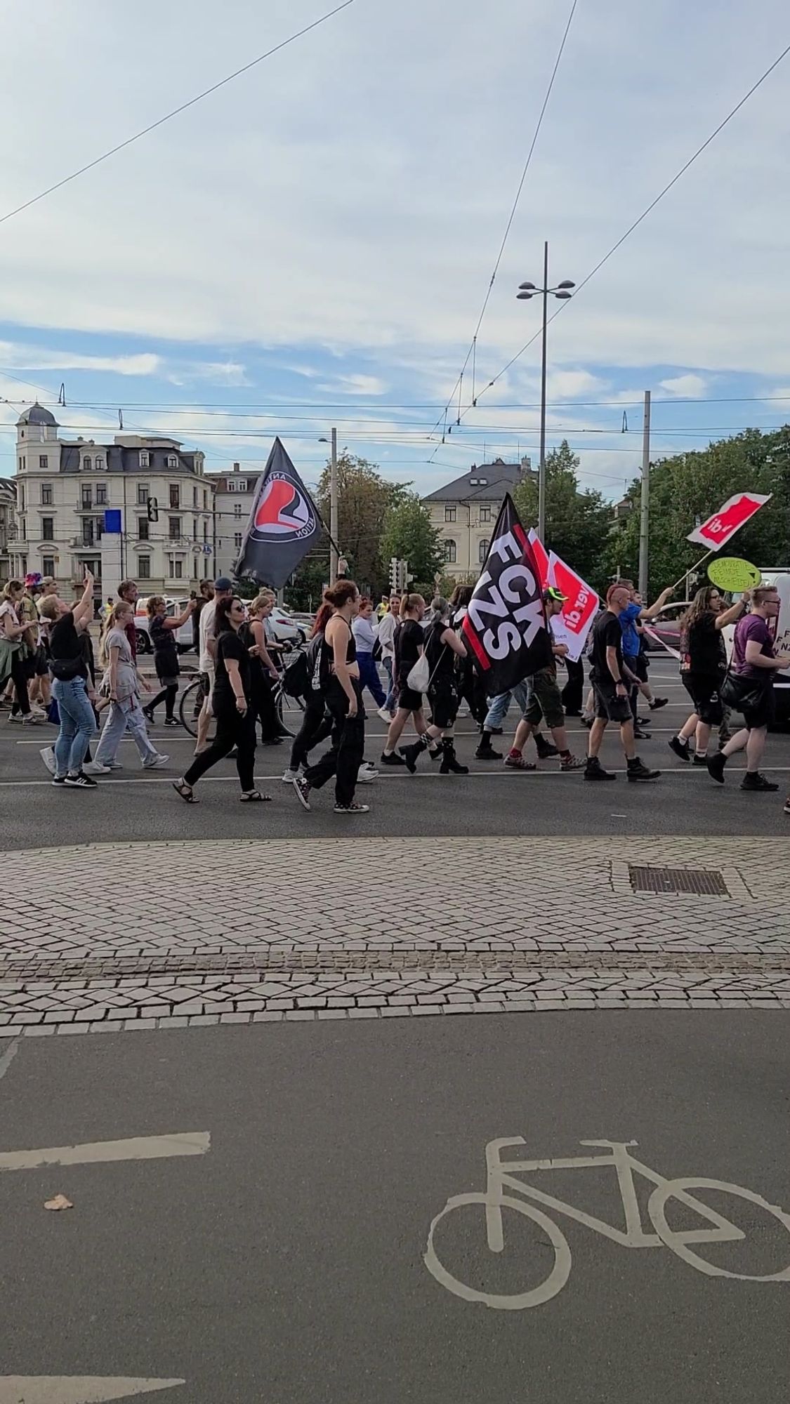 Foto vom Demonstationszug auf dem Ring in Leipzig am 25.08.2024