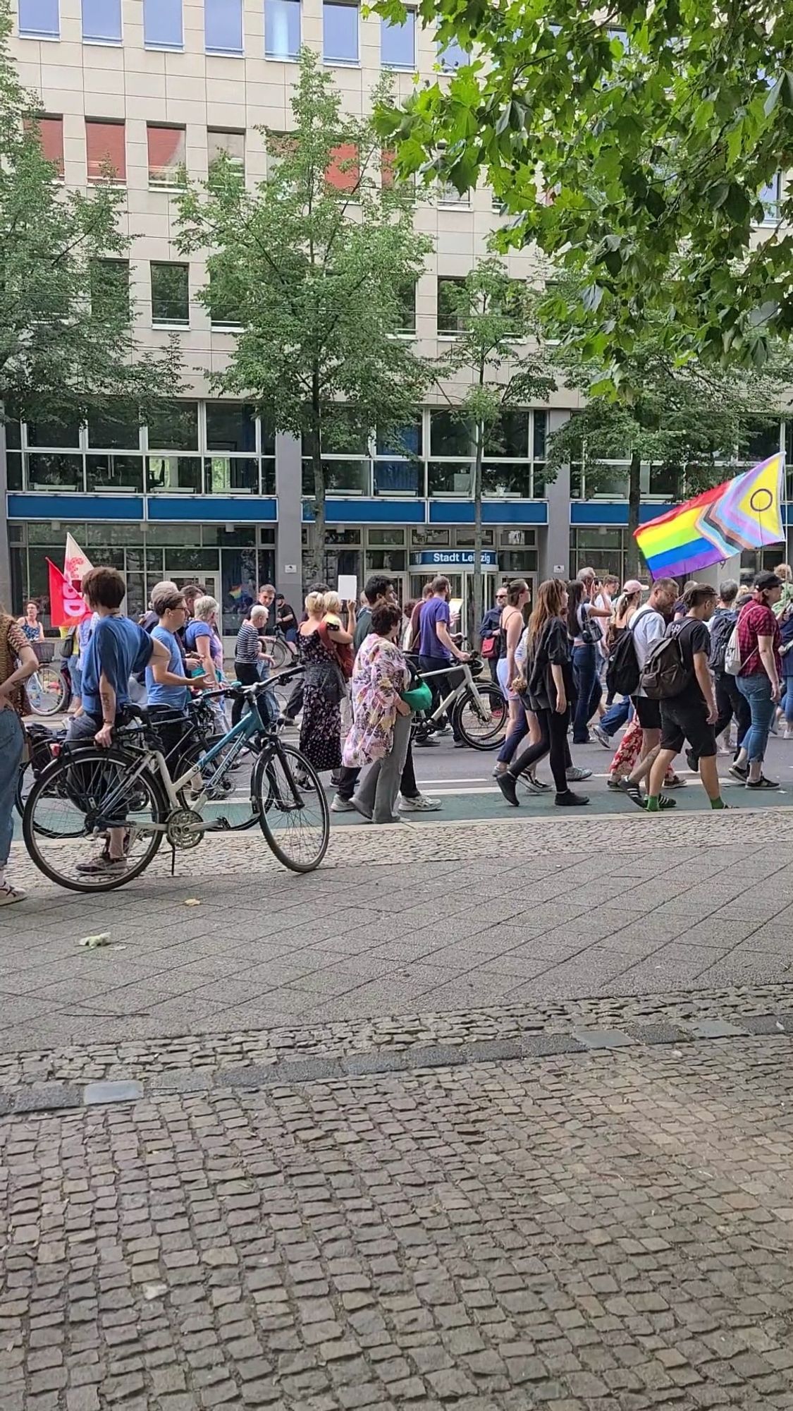 Foto vom Demonstationszug auf dem Ring in Leipzig am 25.08.2024