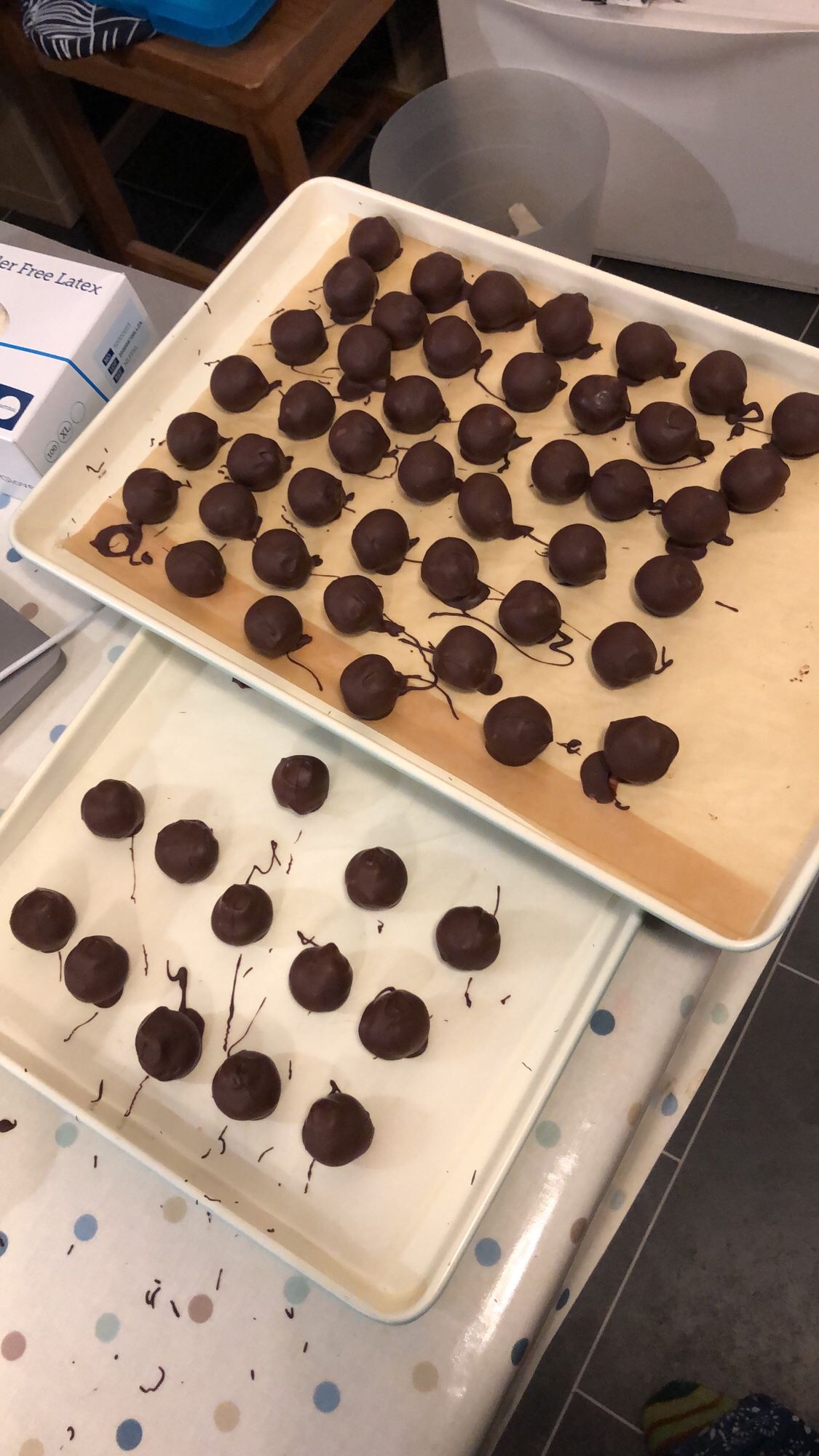 Dipped chocolate ganache truffles, home made, messy and delicious!