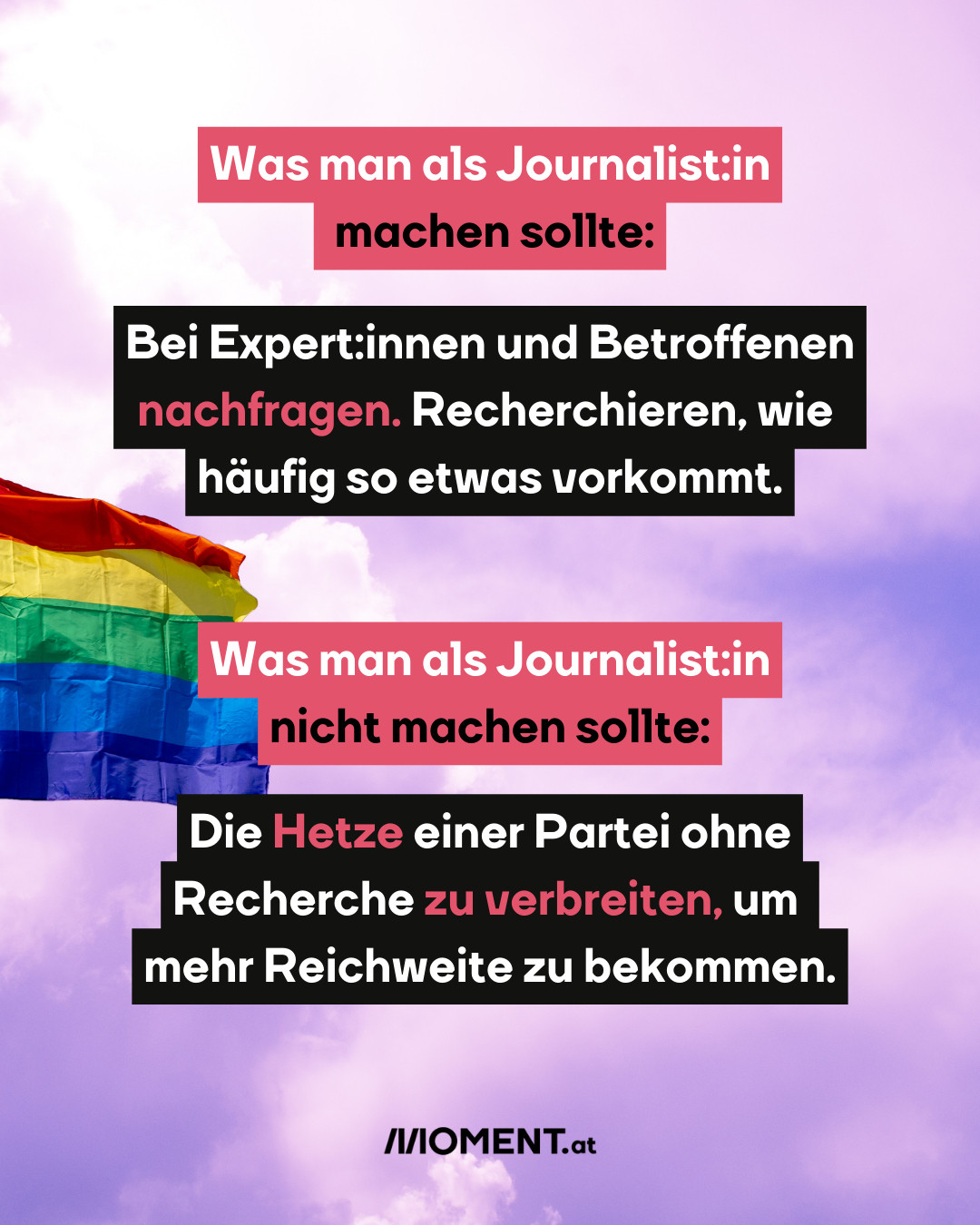 ext: Was man als Journalist:in  machen sollte: Bei Expert:innen und Betroffenen nachfragen. Recherchieren, wie häufig so etwas vorkommt. Was man als Journalist:in nicht machen sollte: Die Hetze einer Partei ohne Recherche zu verbreiten, um mehr Reichweite zu bekommen.