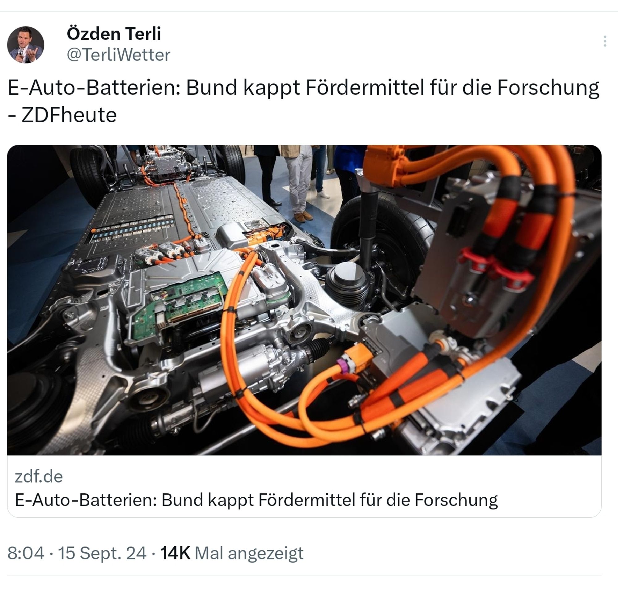 Özden Terli bund kappt Fördermittel für die Forschung e-autobatterien