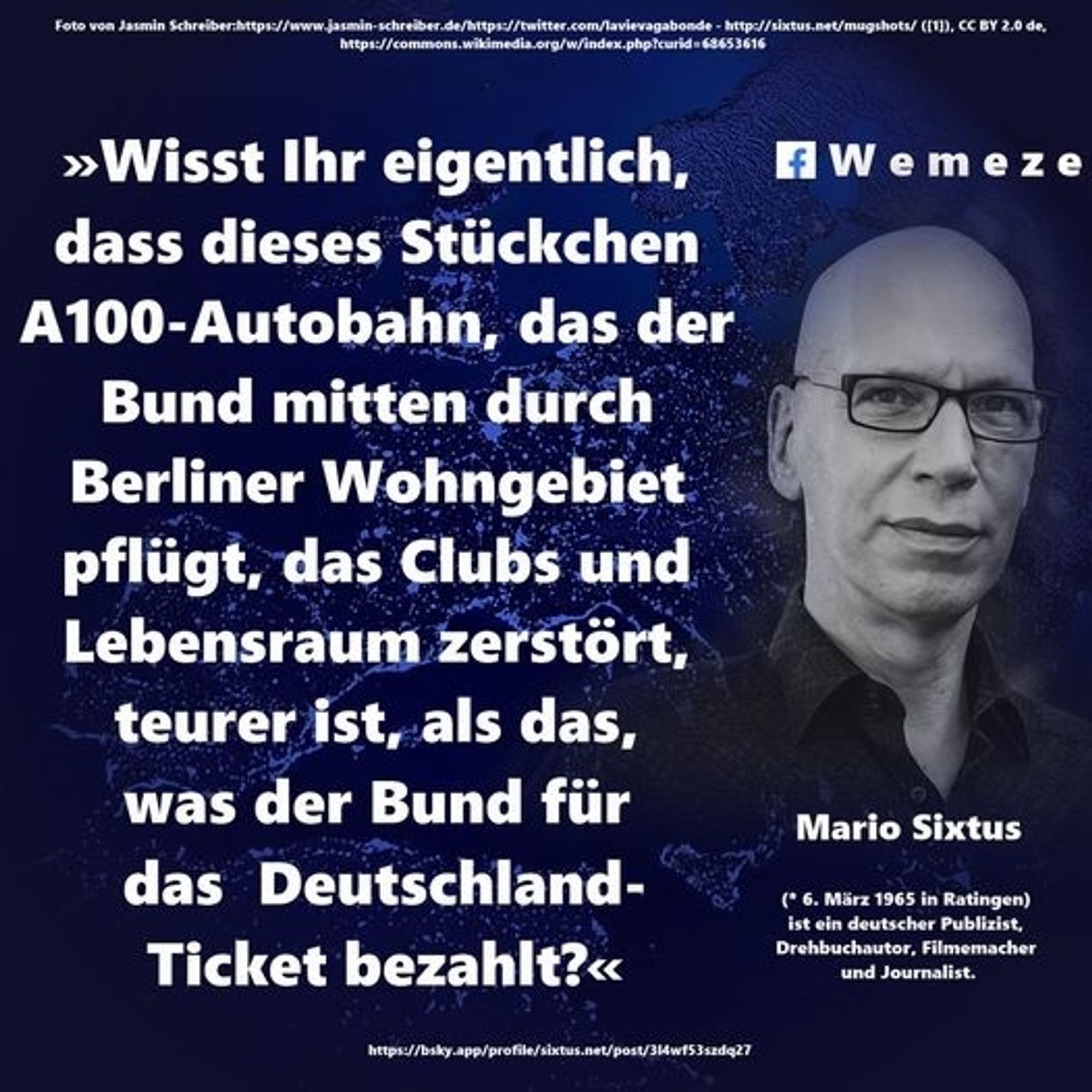 Wemeze, mario Sixtus A100 teurer als das Deutschlandticket