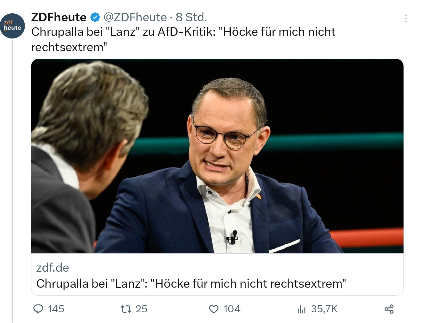 ZDF heute afdler "höcke für mich nicht rechtsextrem"