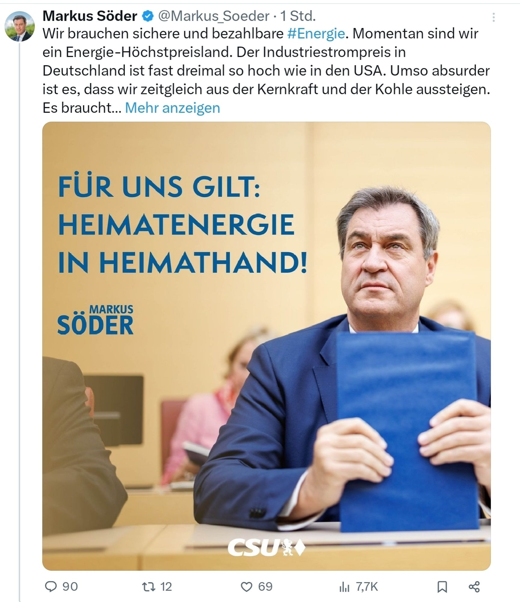 Söder will Heimatenergie in heimatland