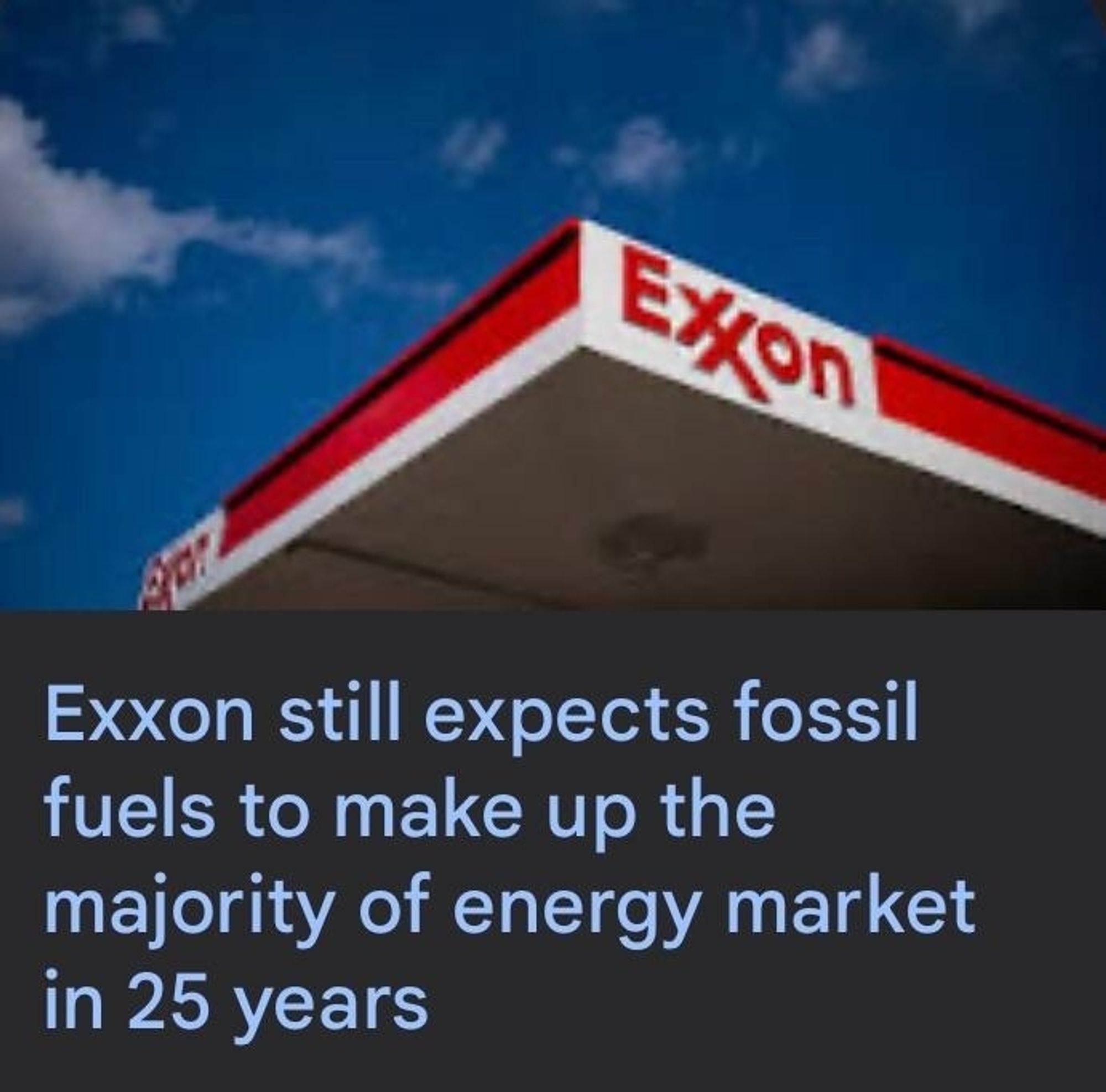 Exxon expects fossil fuels the next 25 years