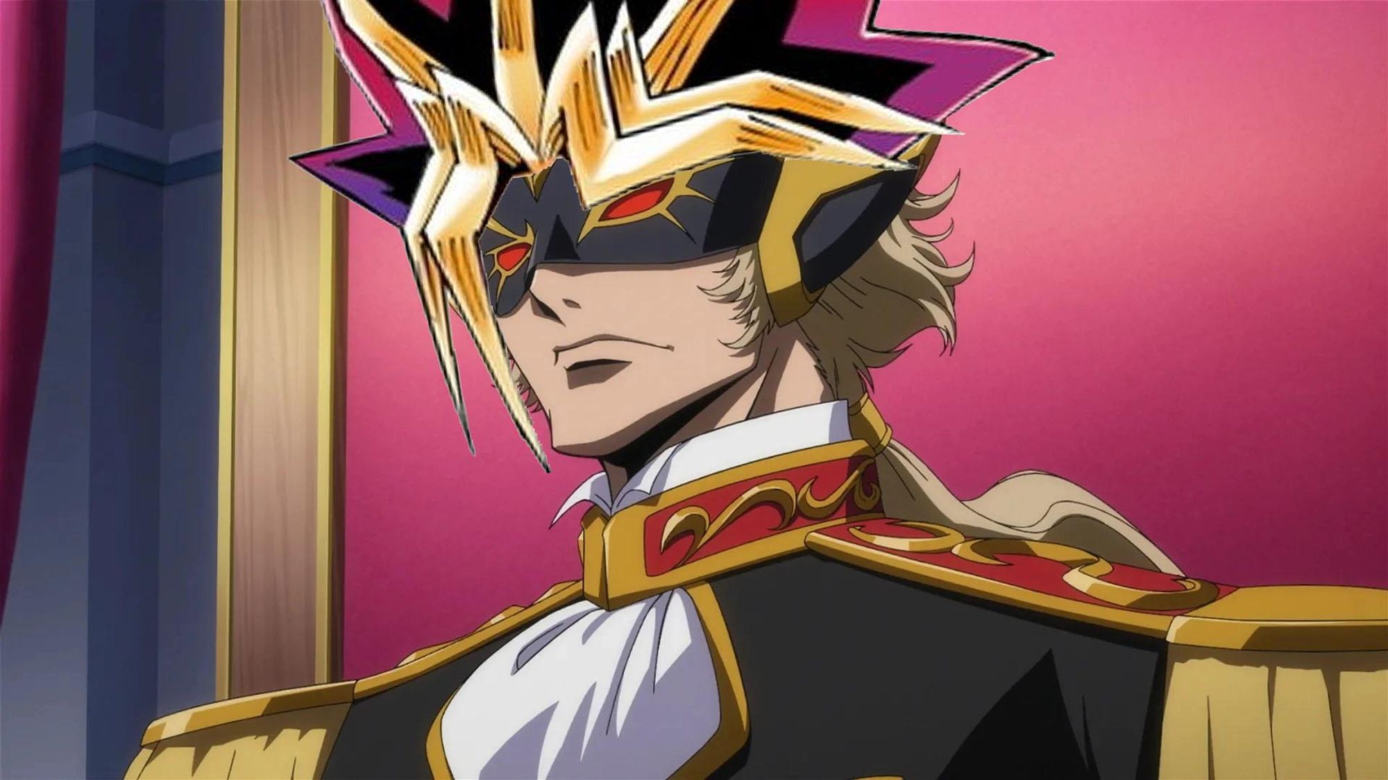 Norland from "Code Geass: Rozé of the Recapture" with the hairstyle of Yami Yugi from "Yu-Gi-Oh!" edited onto his head