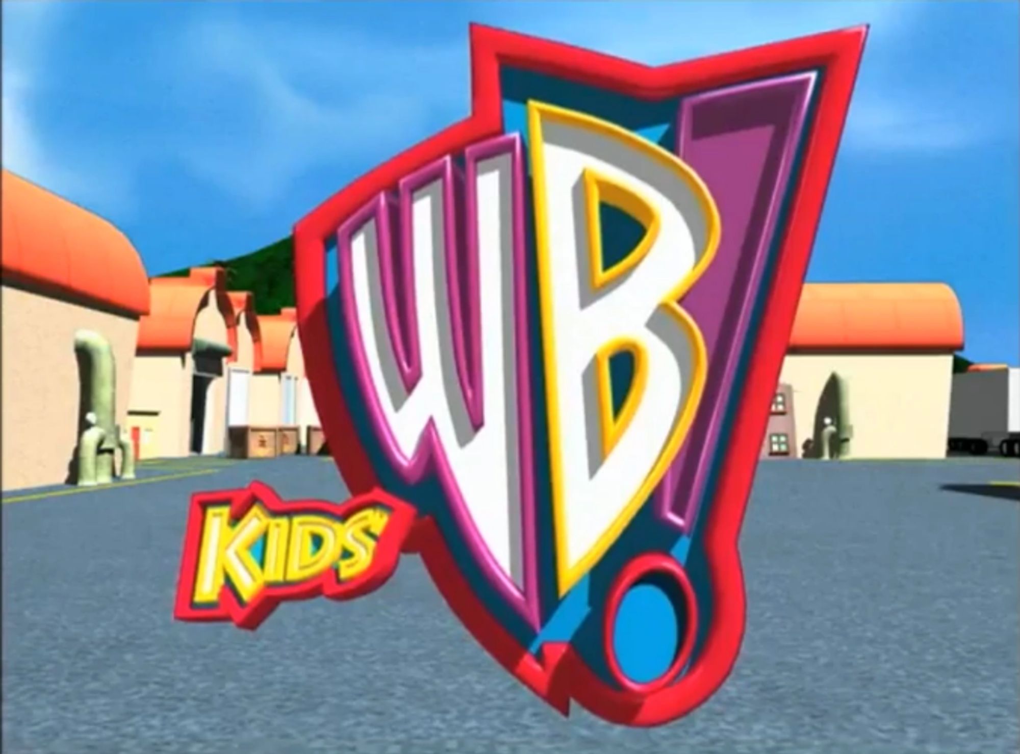 A still from a Kids' WB bumper or promo, prominently displaying the block's logo