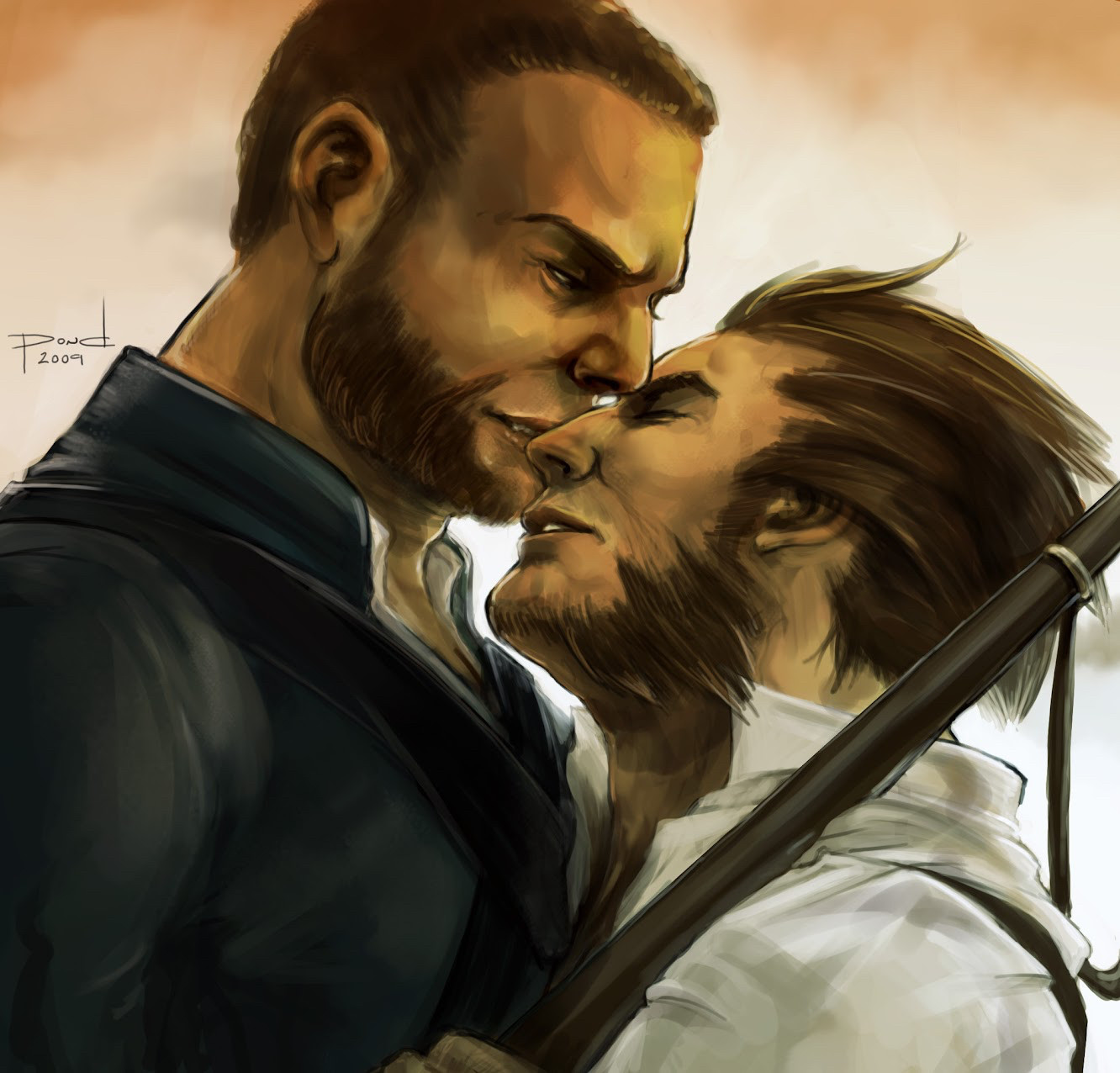 X-Men Origins: Wolverine fanart with Civil War era Logan nuzzling up against Victor.