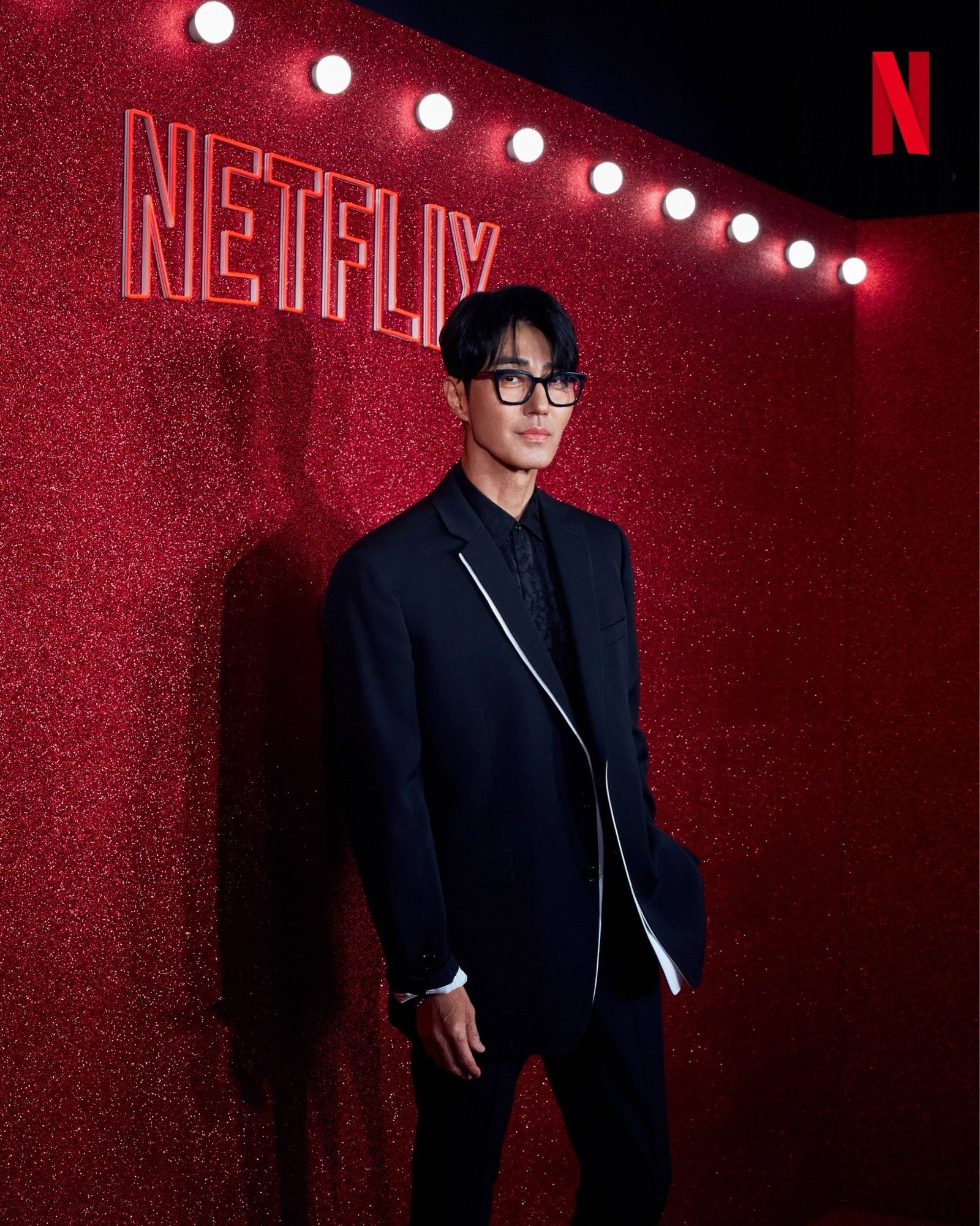 Korean actor Cha Seung-won posing on Netflix red carpet at 2024 Busan International Film Festival