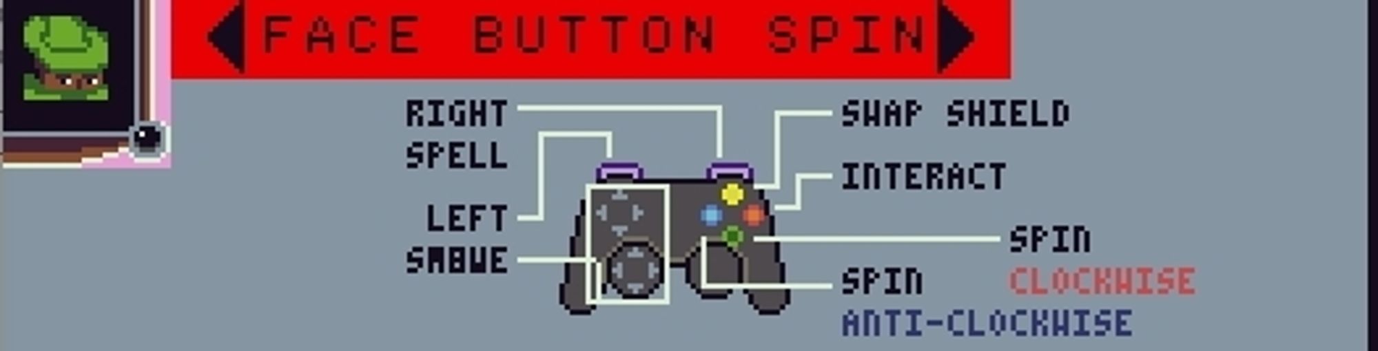 A diagram of a gamepad with two overlapping labels that overlap in a way to appear to say "Left Smbwe"