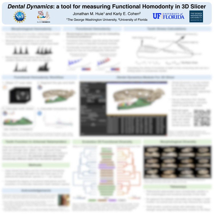 Blurred out poster with the title “Dental Dynamics: a tool for measuring functional homodonty in 3D Sliced”