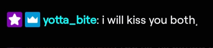 A screenshot of the above user in twitch chat, confessing to wanting to make out with me and the streamer, AtomTheBadDragon