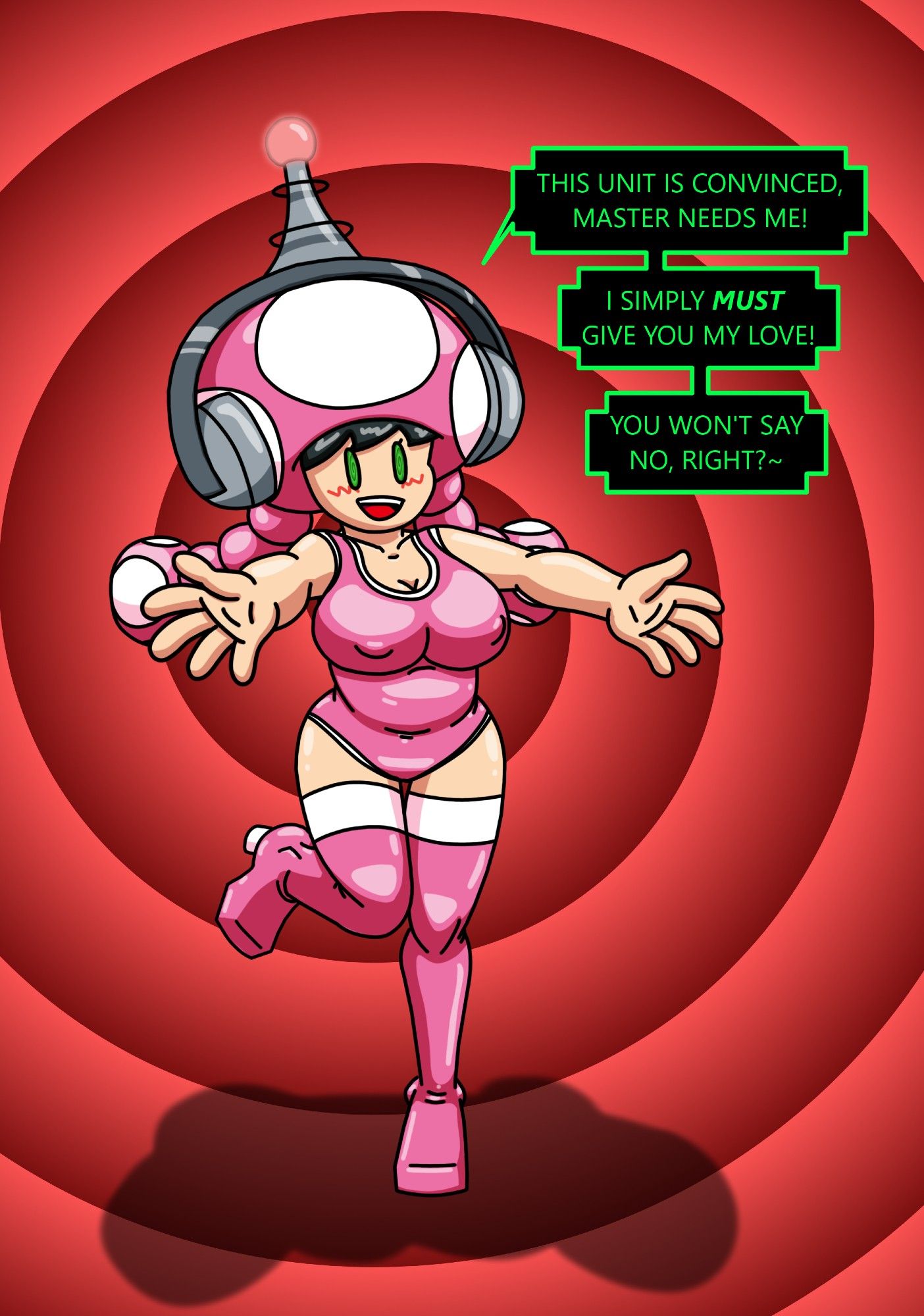 Vivian Transformed into a copy of Toadette, and then converted into a Fembot, offering her love to her Master