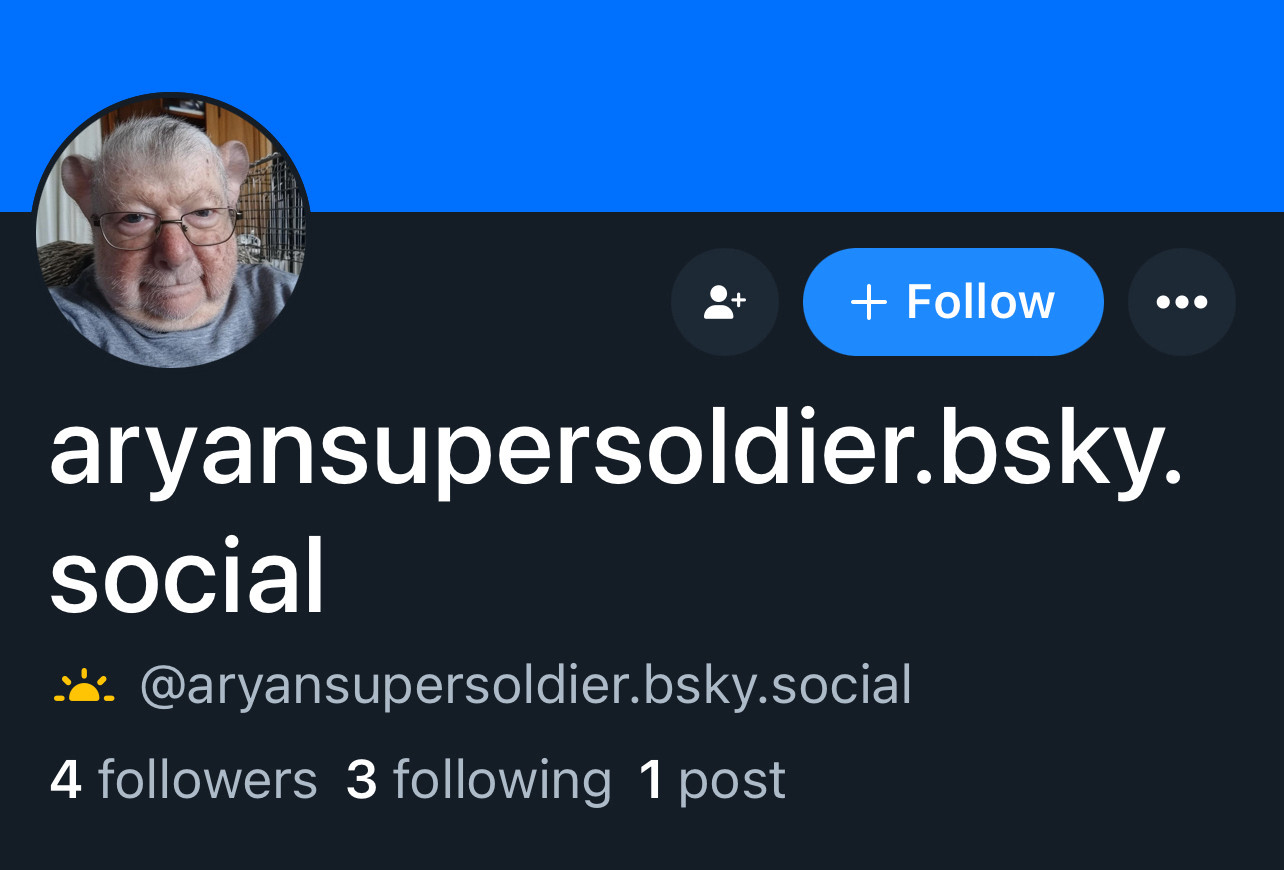 + Follow
aryansupersoldier.bsky.
social
:: @aryansupersoldier.bsky.social
4 followers 3 following 1 post