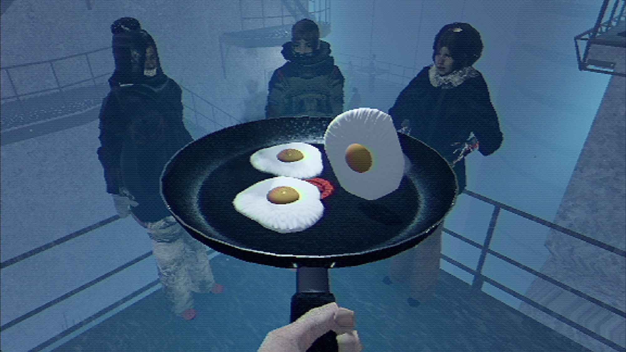 A gameplay of player cooking eggs