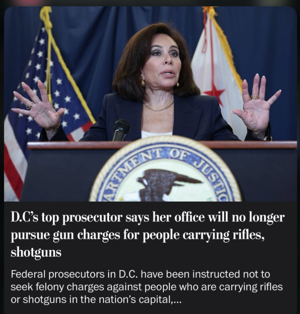 DoJ said the carrying of unregistered rifle/shotgun etc. by ANYONE in #DC is NOT A FELONY. 