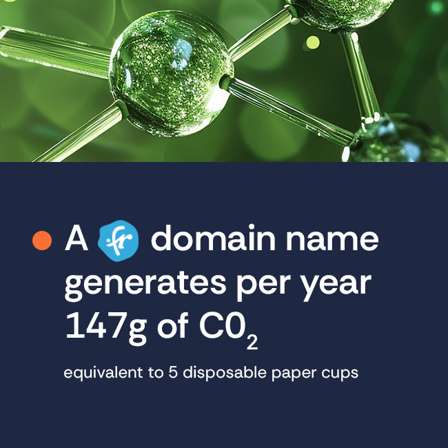 A .fr domain names generates per year 147g of CO2, equivalent to 5 disposable paper cups.