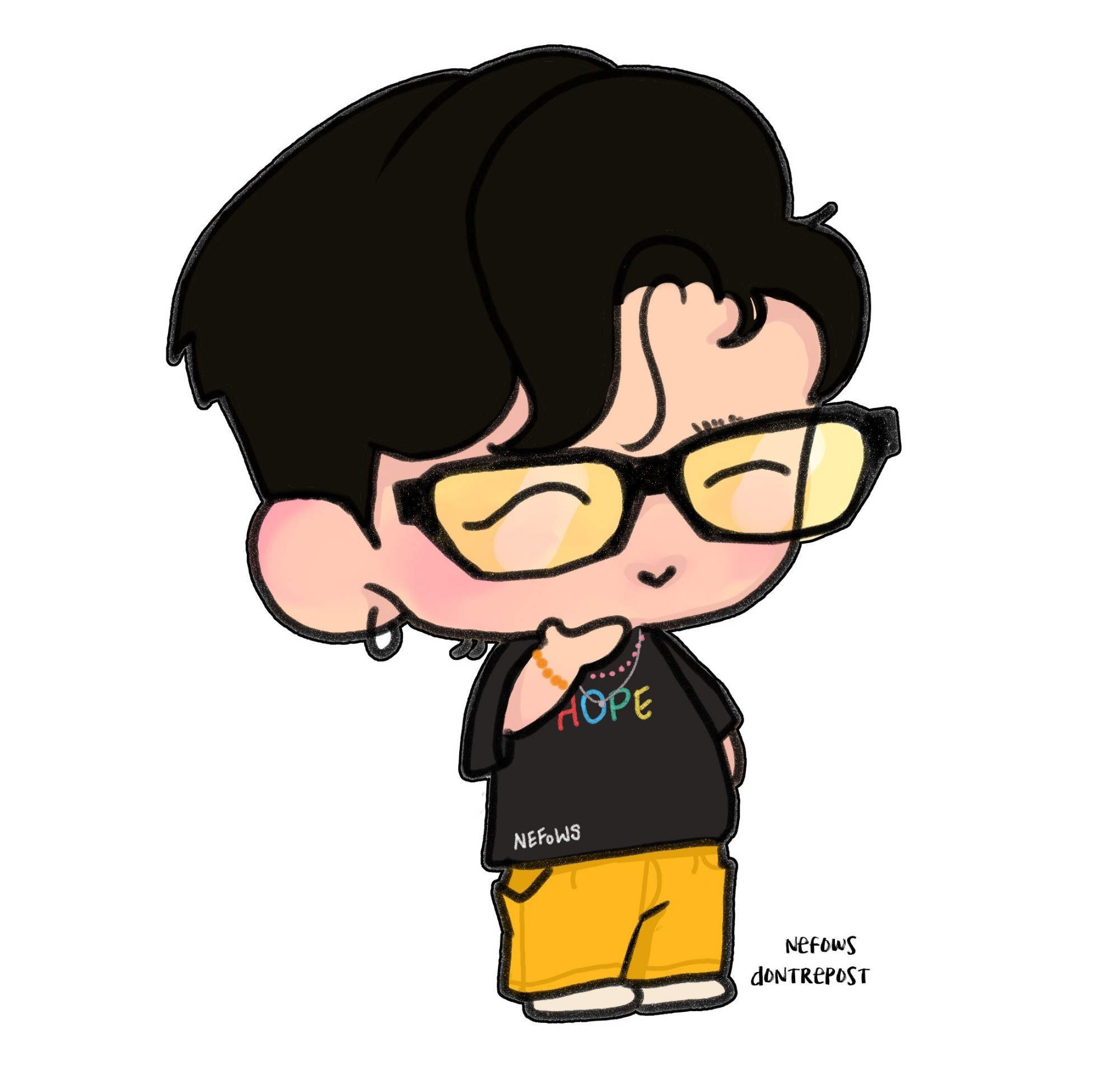 Chibi digital art of j-hope with his dynamite MV outfit